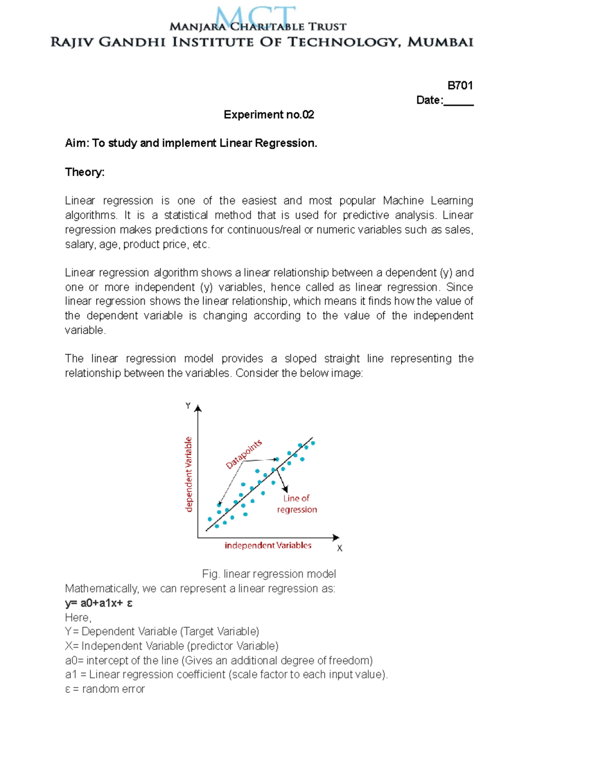 B701mlexp 2 - Its a Machine learning experiment no 01 which can you ...