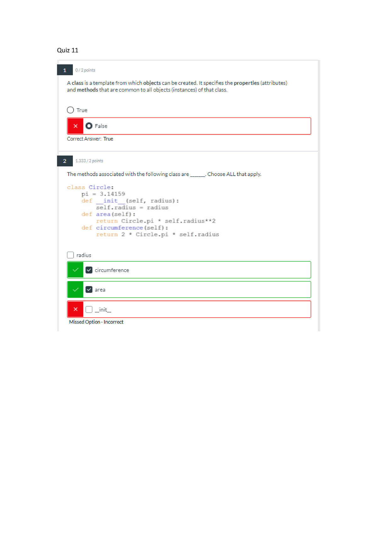 Quiz 11 - Quiz 11 - Introduction To Business Programming In Python ...