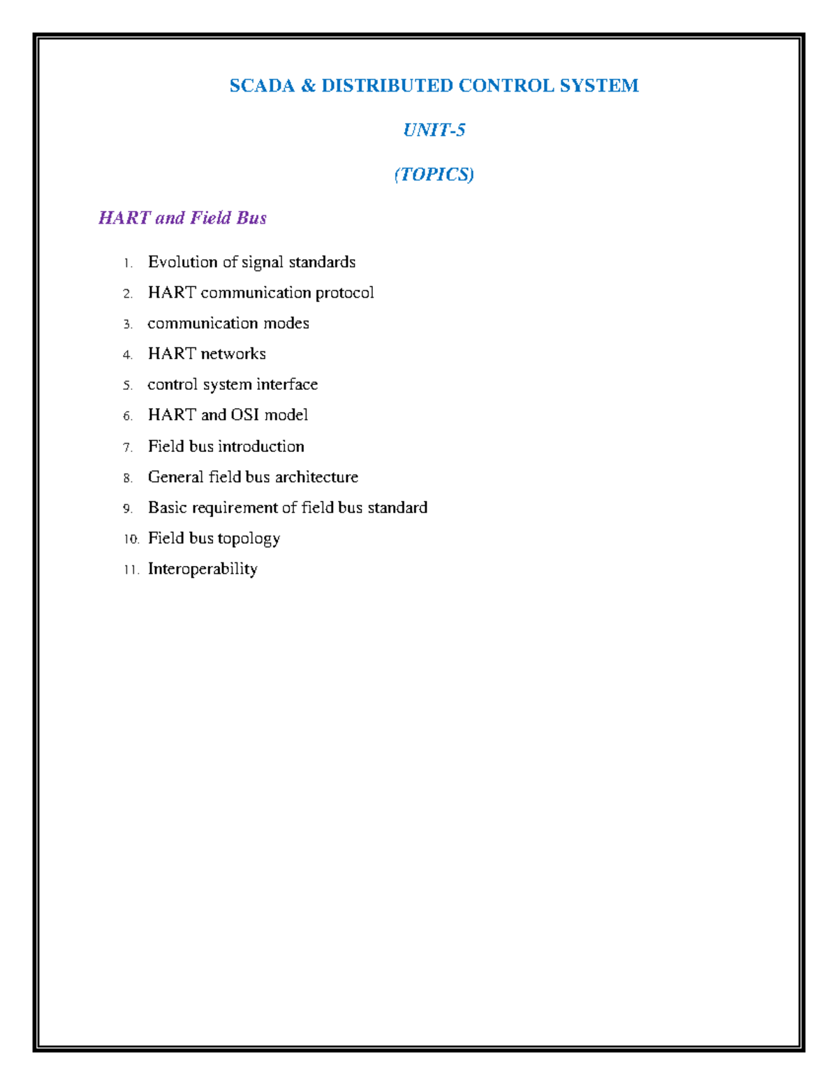 Unit-5 - It's lecture notes - SCADA & DISTRIBUTED CONTROL SYSTEM UNIT ...