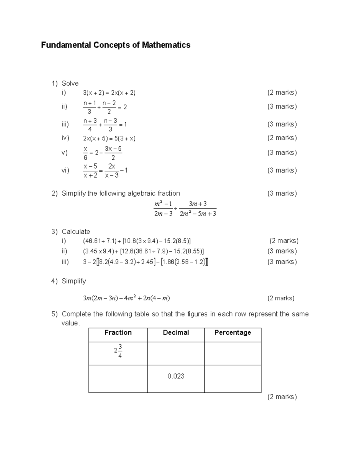 1 Fundamental Concepts of Mathematics - 61 7. 1 ) [ 10. 6 ( 3 9. 4 ) 15 ...