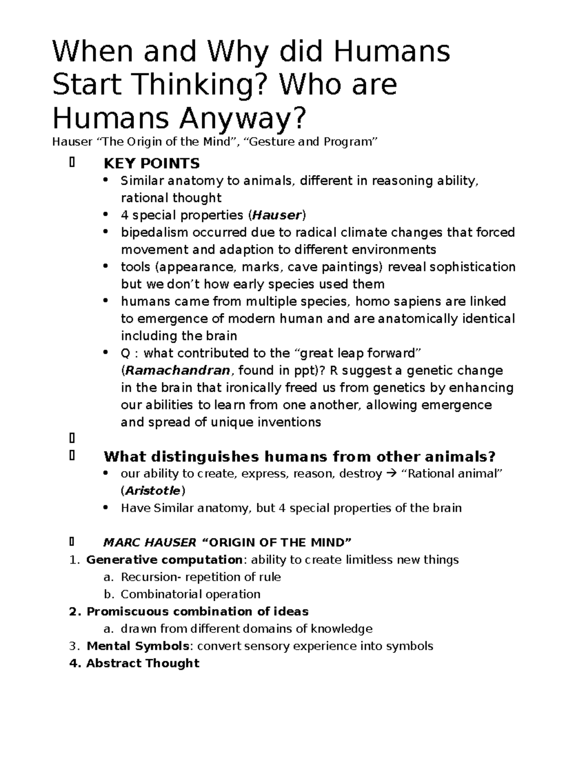 Human thought notes week 2 - When and Why did Humans Start Thinking ...