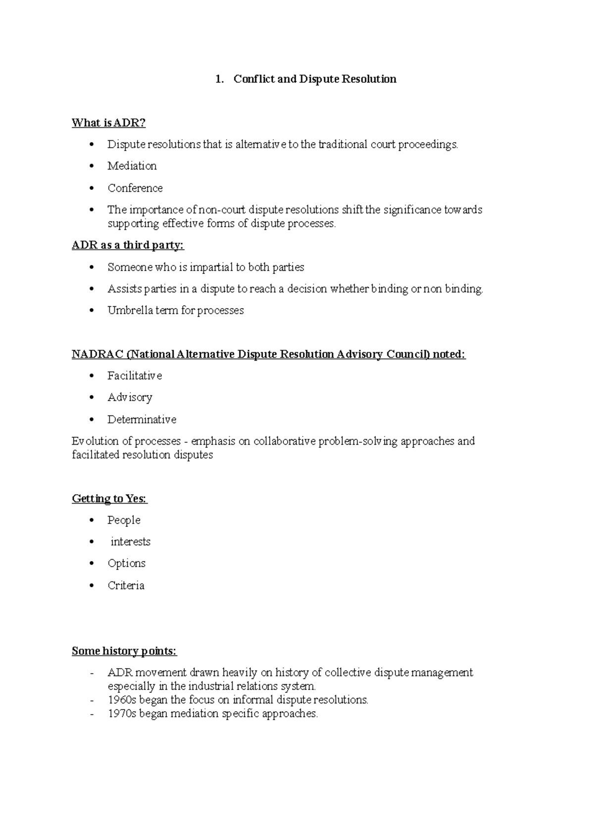 Conflict and Dispute Resolution - 1. Conflict and Dispute Resolution ...
