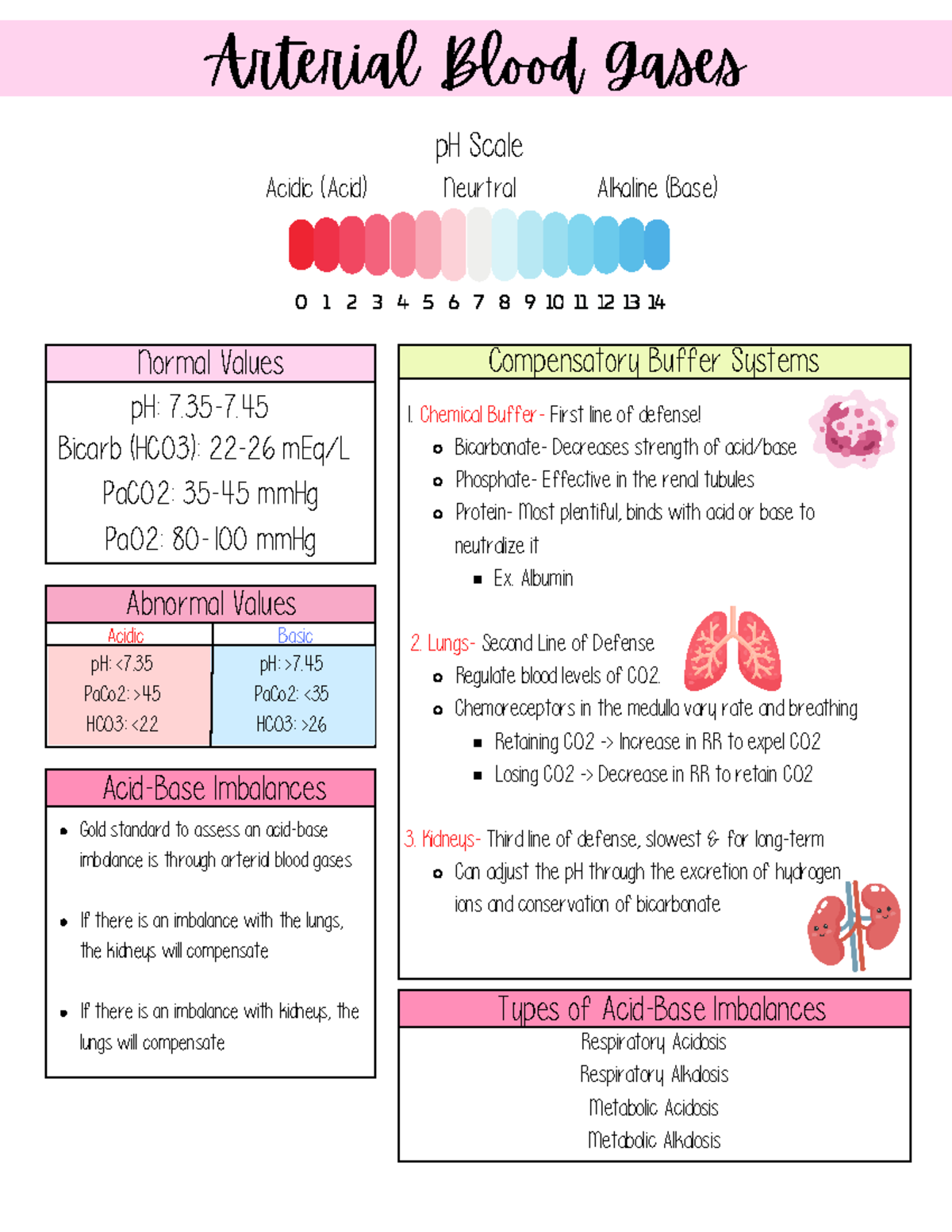 Arterial Blood Gases - STUDY MATERIALS - Abnormal Values Bicarb (HCO3 ...