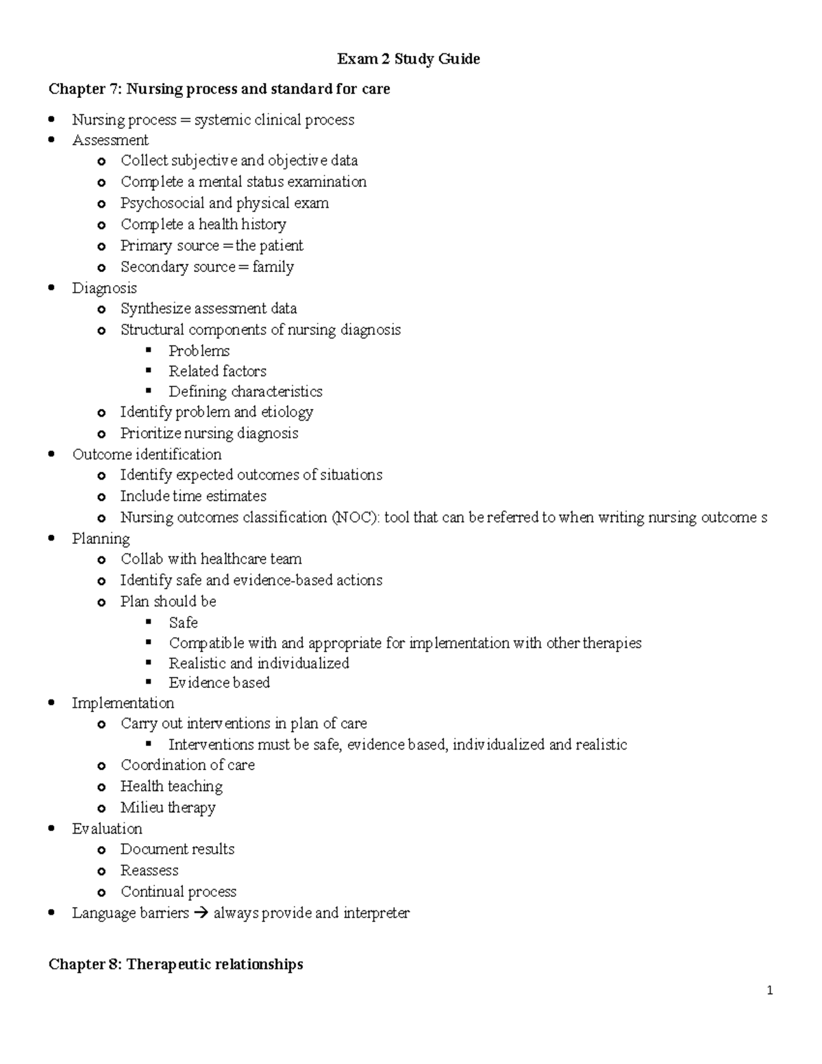 Exam 2 Study Guide Exam 2 Nsg3450 Exam 2 Study Guide Chapter 7