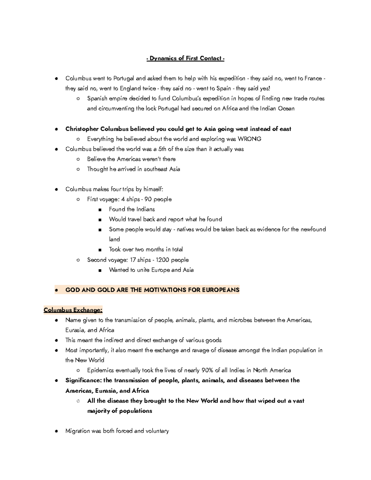 U.S. History: Dynamics of First Contact - Dynamics of First Contact ...
