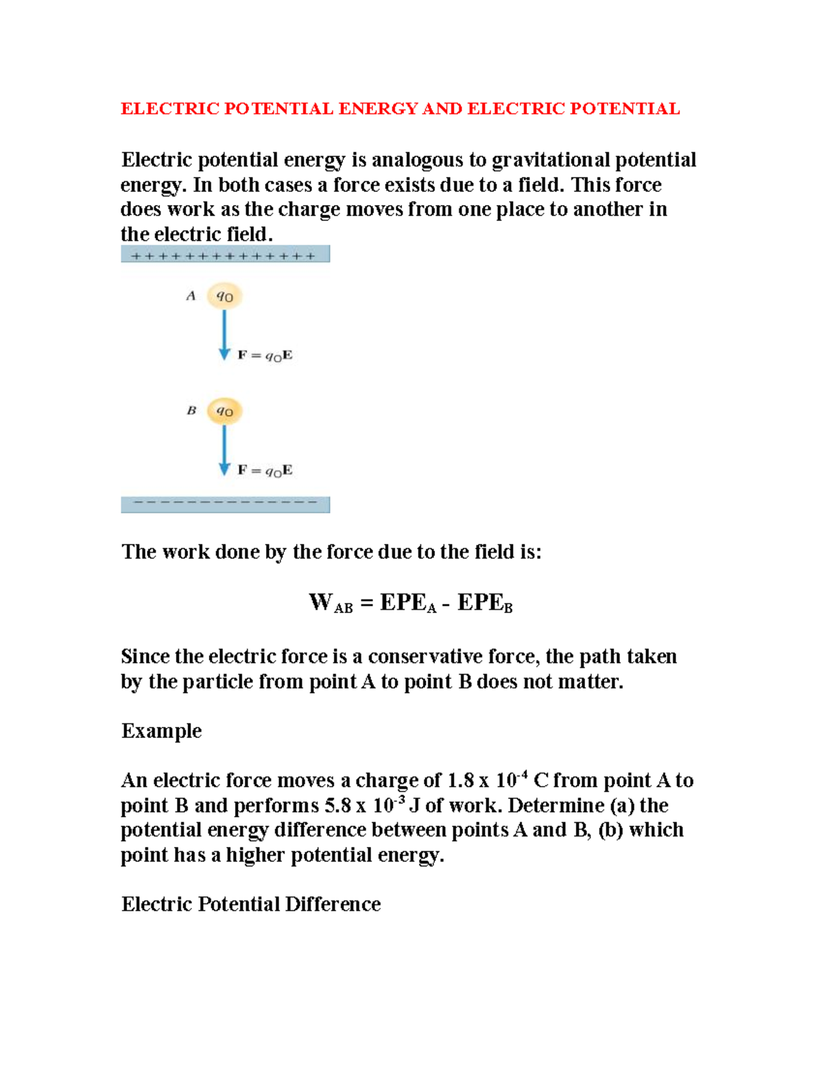 Ch19 Electric potential energy and electric potential - ELECTRIC ...