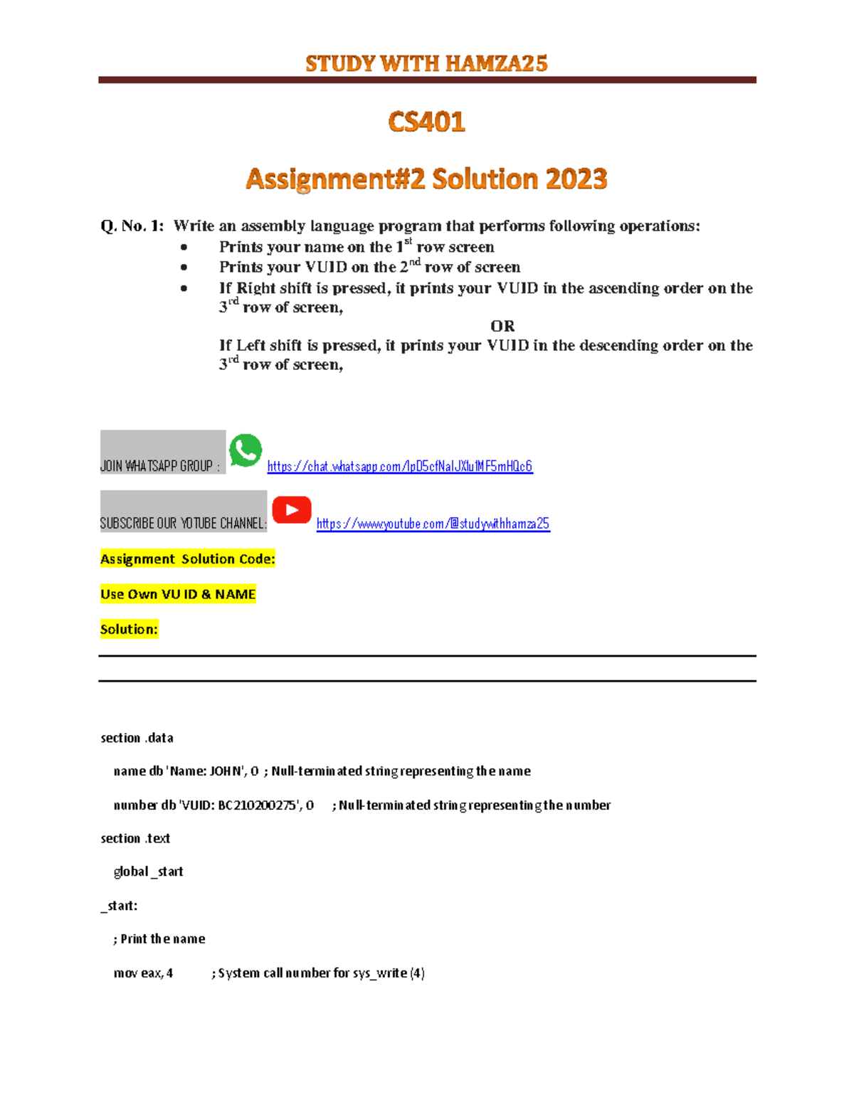 cs401 assignment no 2 solution 2023