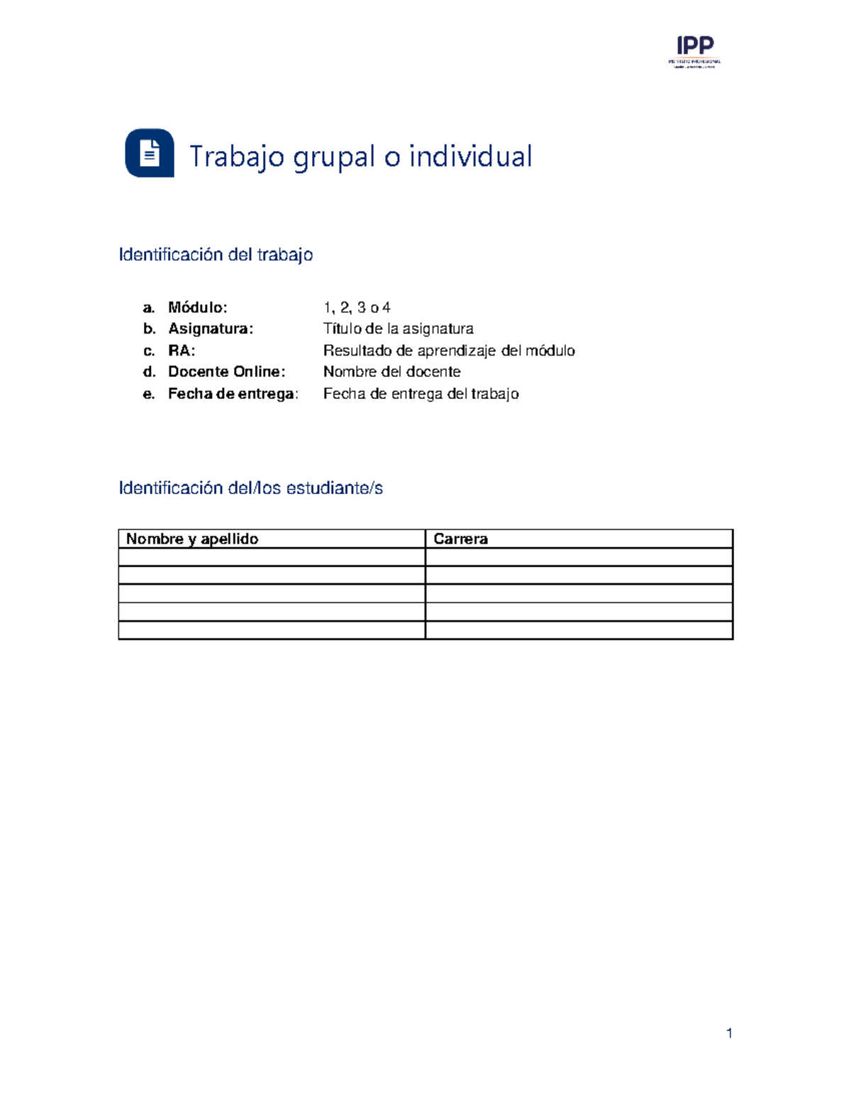 Formato TG-TI (1) - Yfg - Trabajo Grupal O Individual Identificación ...