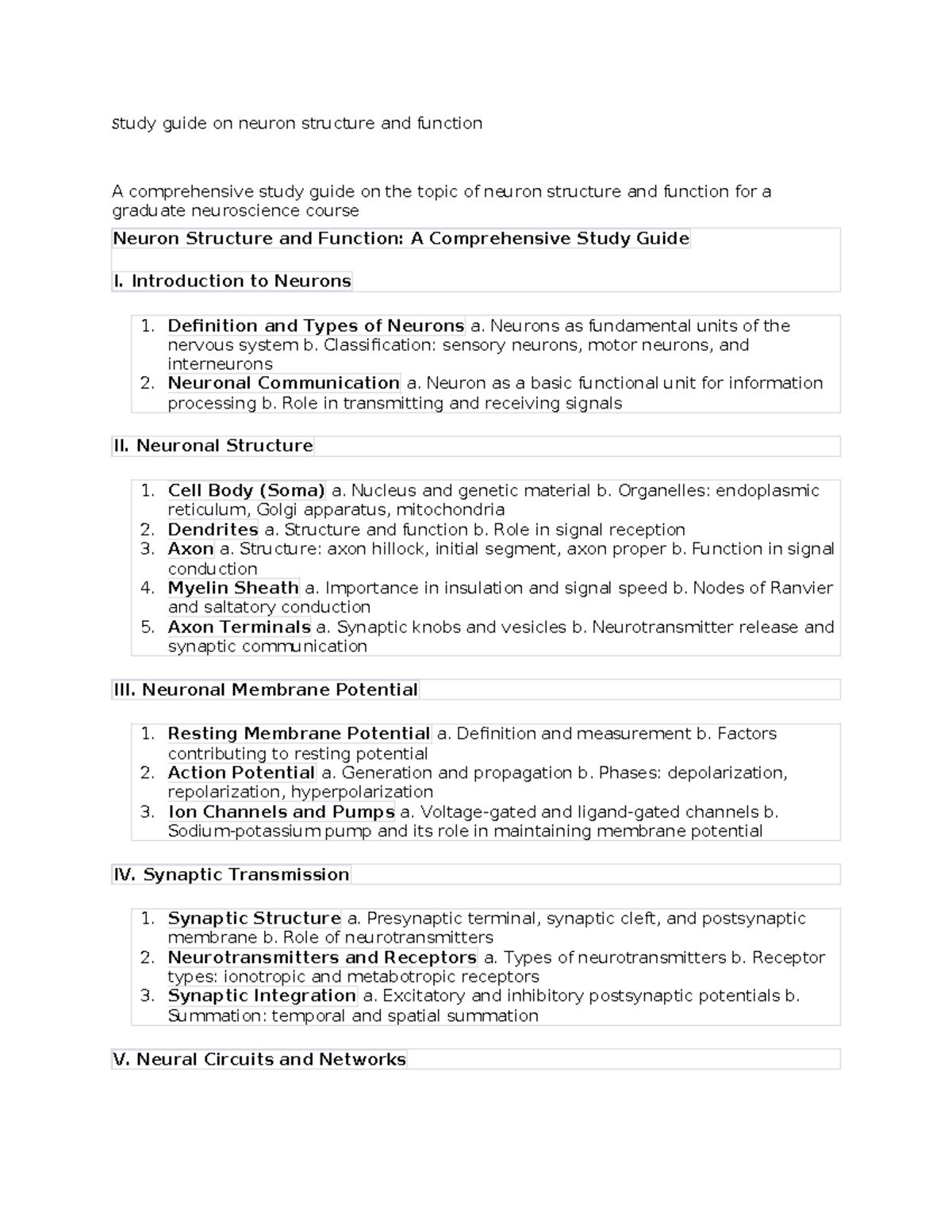 Study Guide On Neuron Structure And Function Introduction To Neurons Study Guide On Neuron Structure And Function Introduction To Neurons