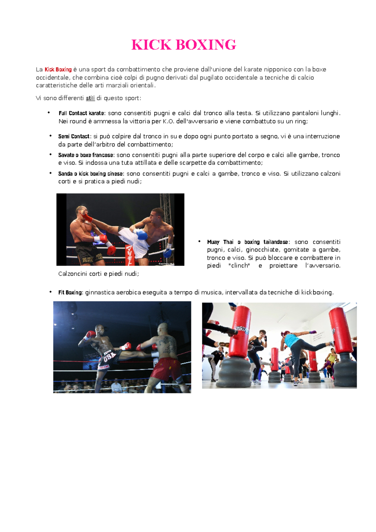 Ricerca di motoria - lezioni - KICK BOXING La Kick Boxing è una sport ...