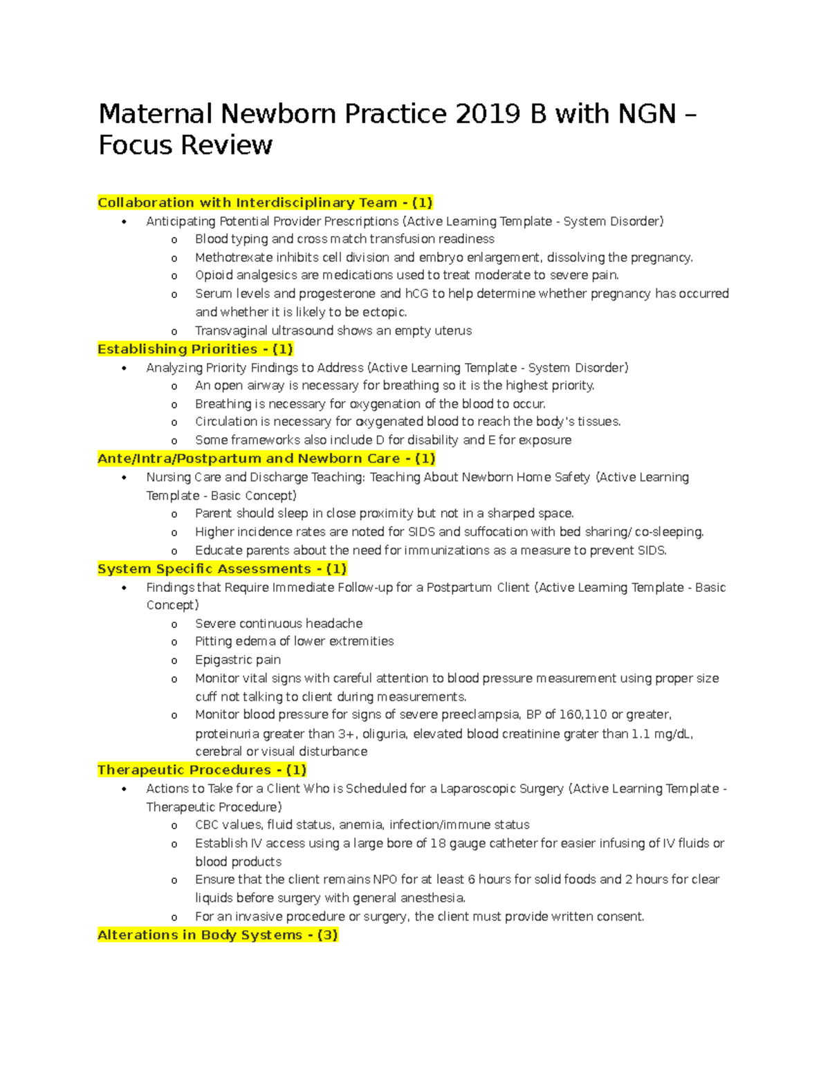 Maternal Newborn Practice B With NGN - Focus Review - Attempt 1 ...