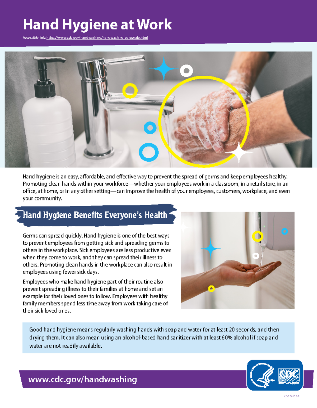 CDC handwashing guidelines - Hand Hygiene at Work Accessible link ...