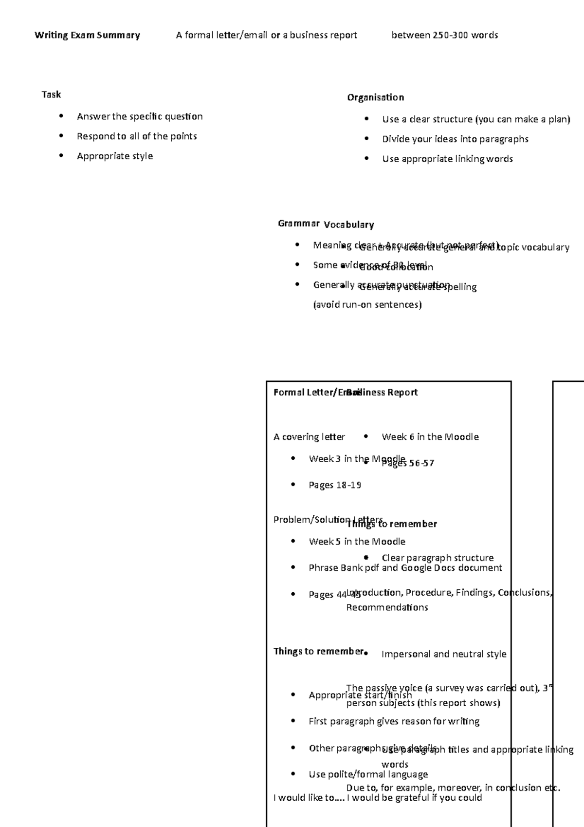 Writing Exam Summary - Formal Letter/Email A covering letter Week 3 in ...