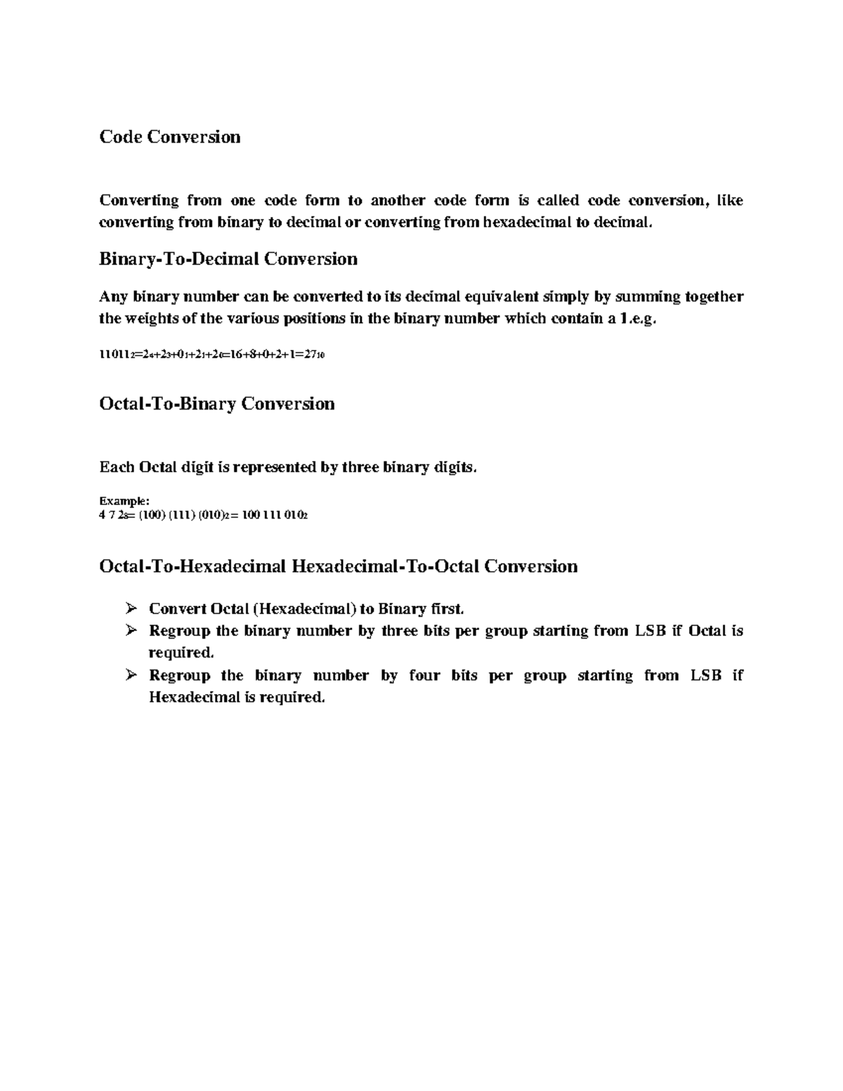 M3 - Code conversion - Code Conversion Converting from one code form to ...