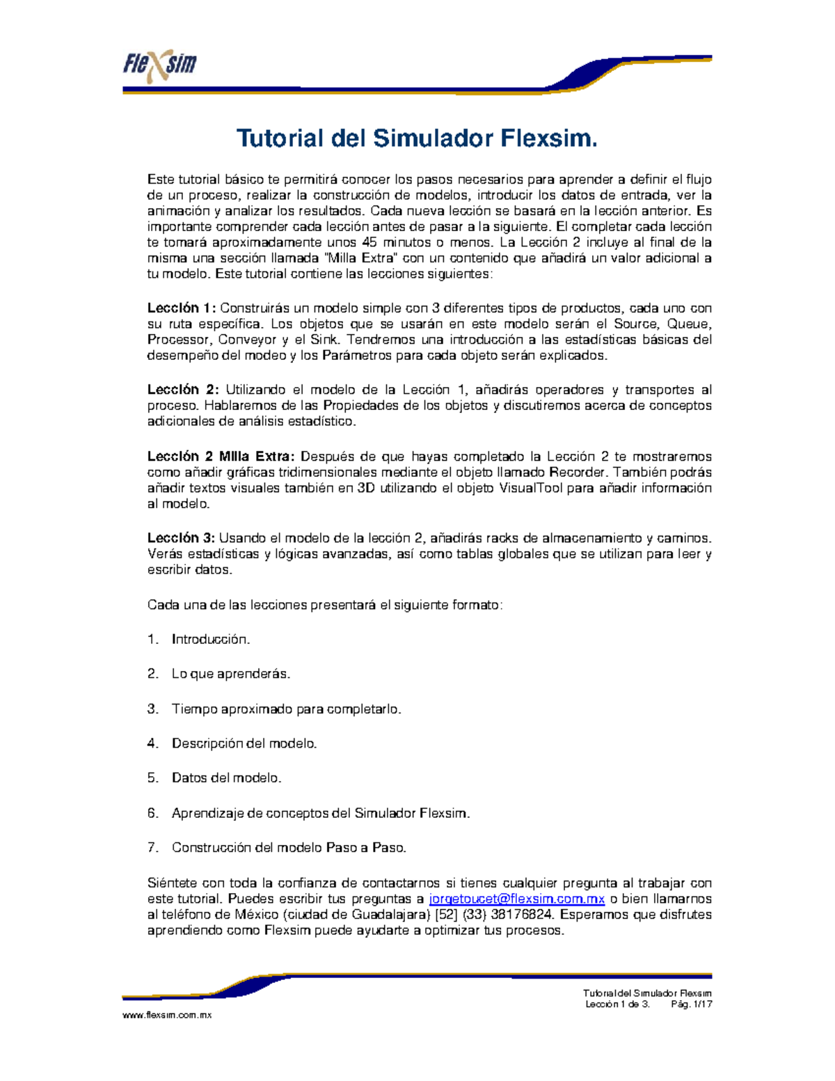 Tutorial flexsimsp - Tutorial del Simulador Flexsim Lección 1 de 3. Pág ...