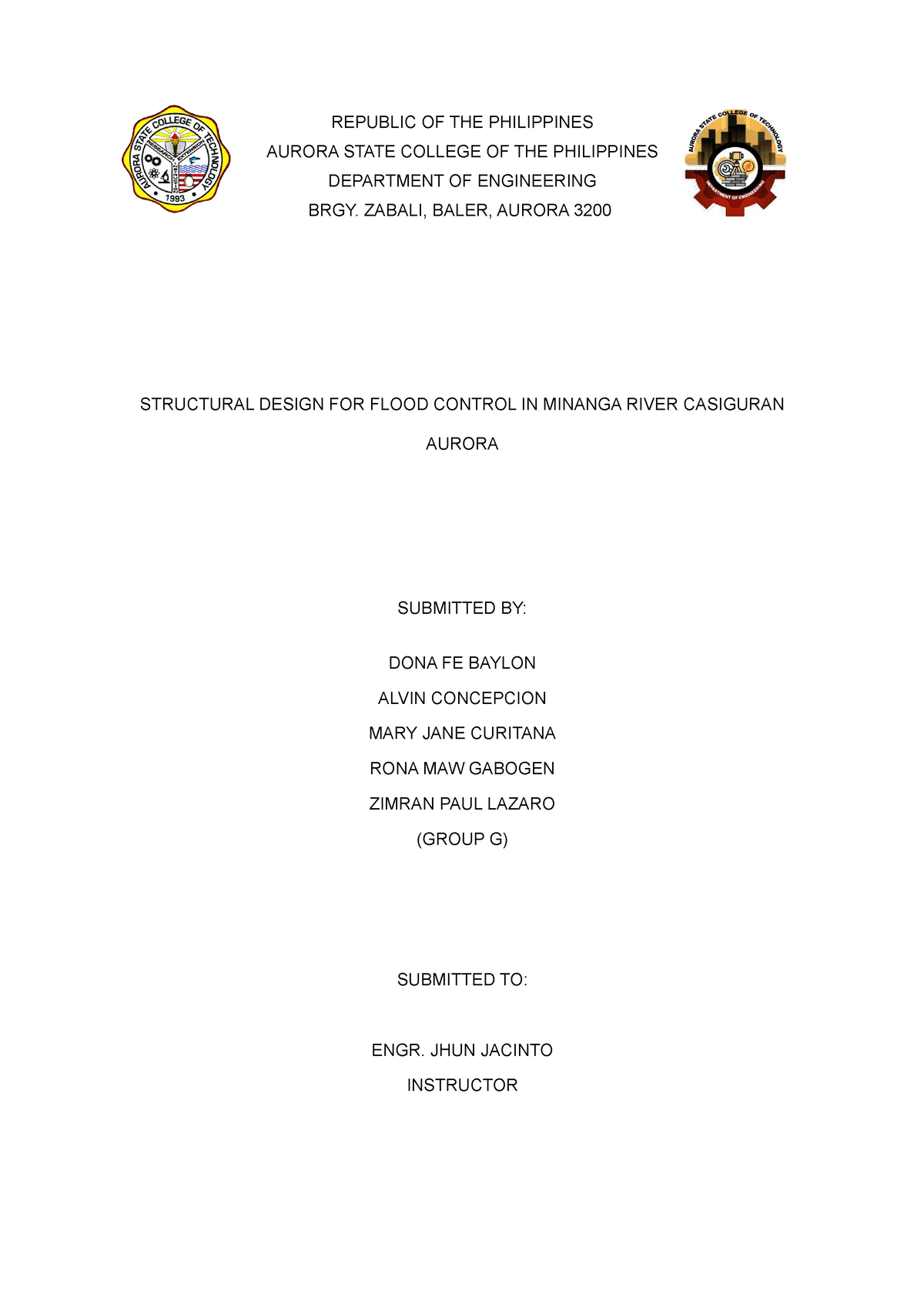 Structural Design For Flood Control in Minanga River Casiguran Aurora ...