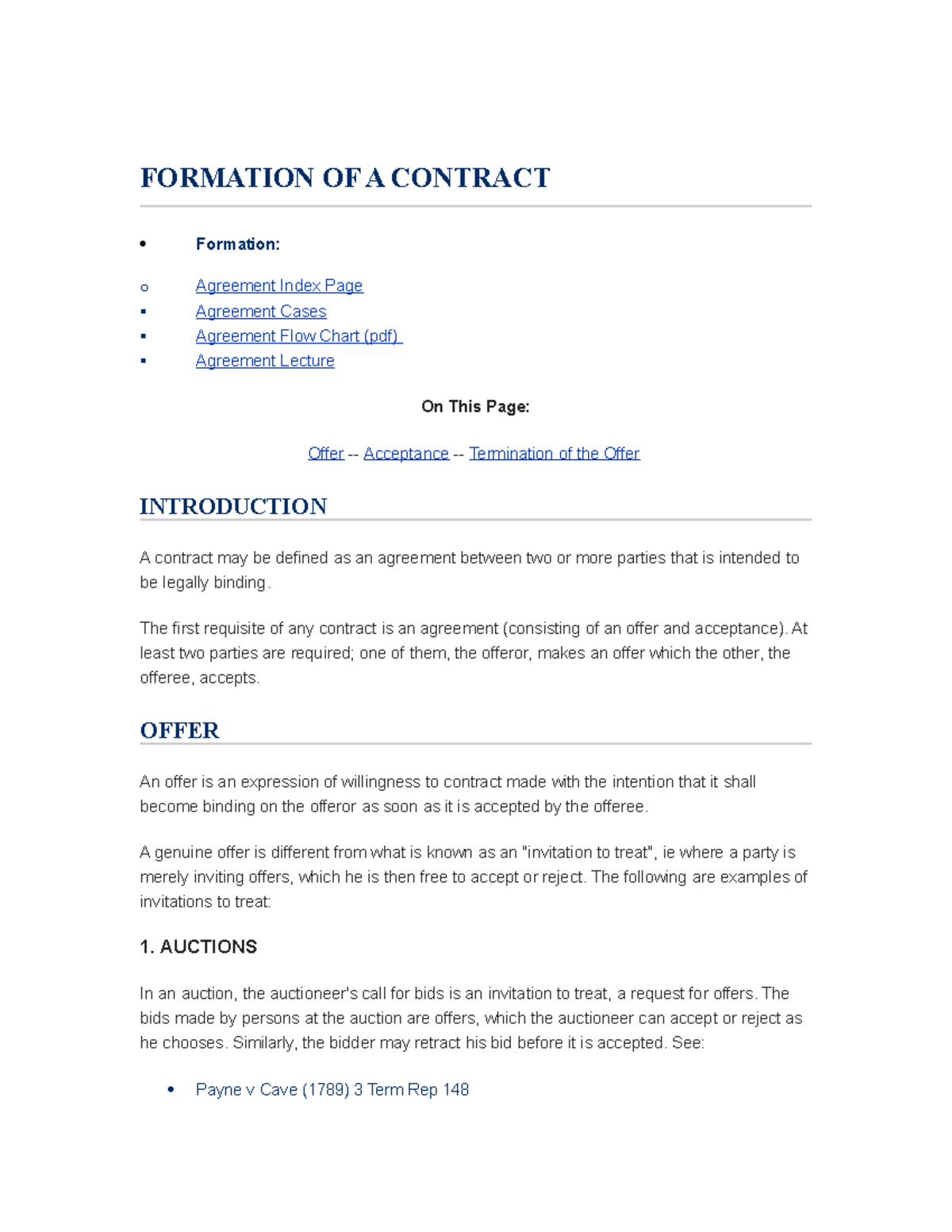Contract Law Notes From Law Teacher Law Teacher 2 Formation Of A