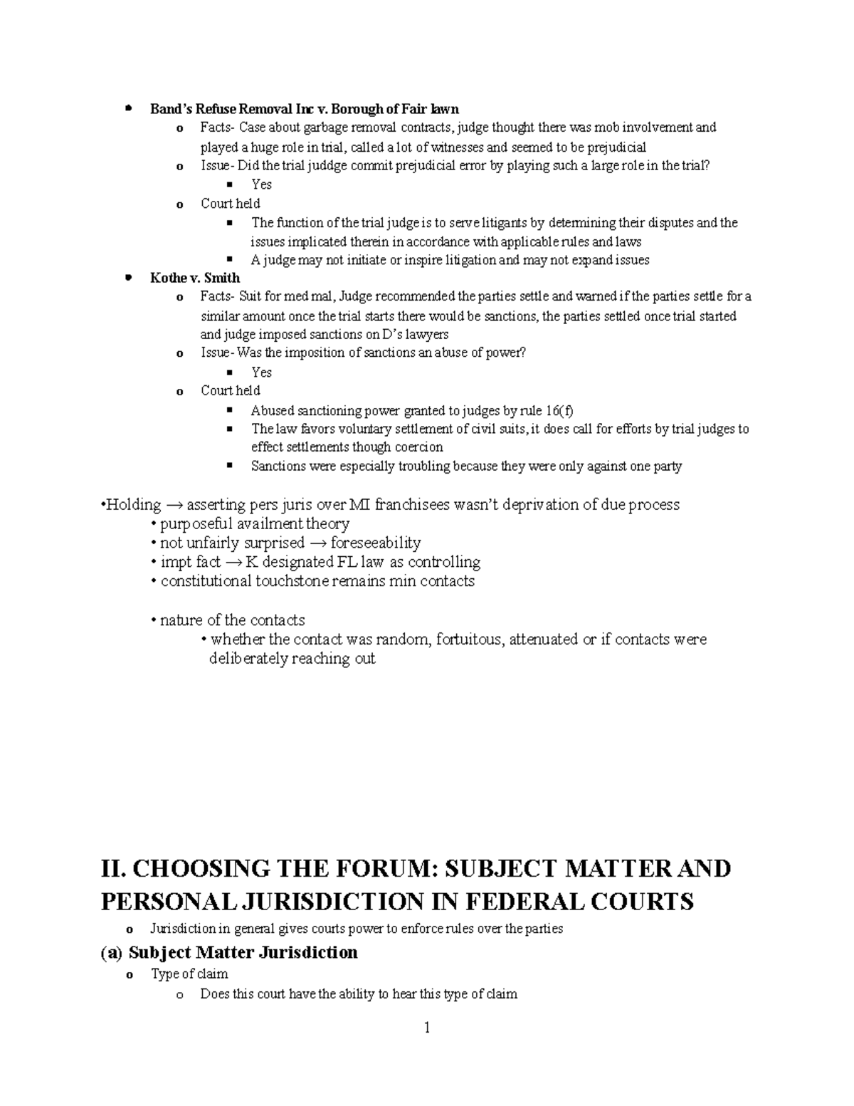 Civil Procedure Law Outline 1 Band’s Refuse Removal Inc v. Borough