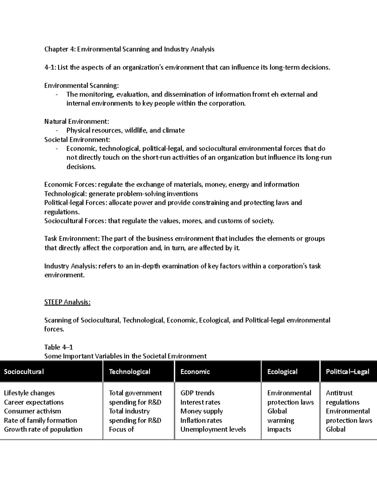 Chapter 4 Strat Management - Chapter 4: Environmental Scanning and ...
