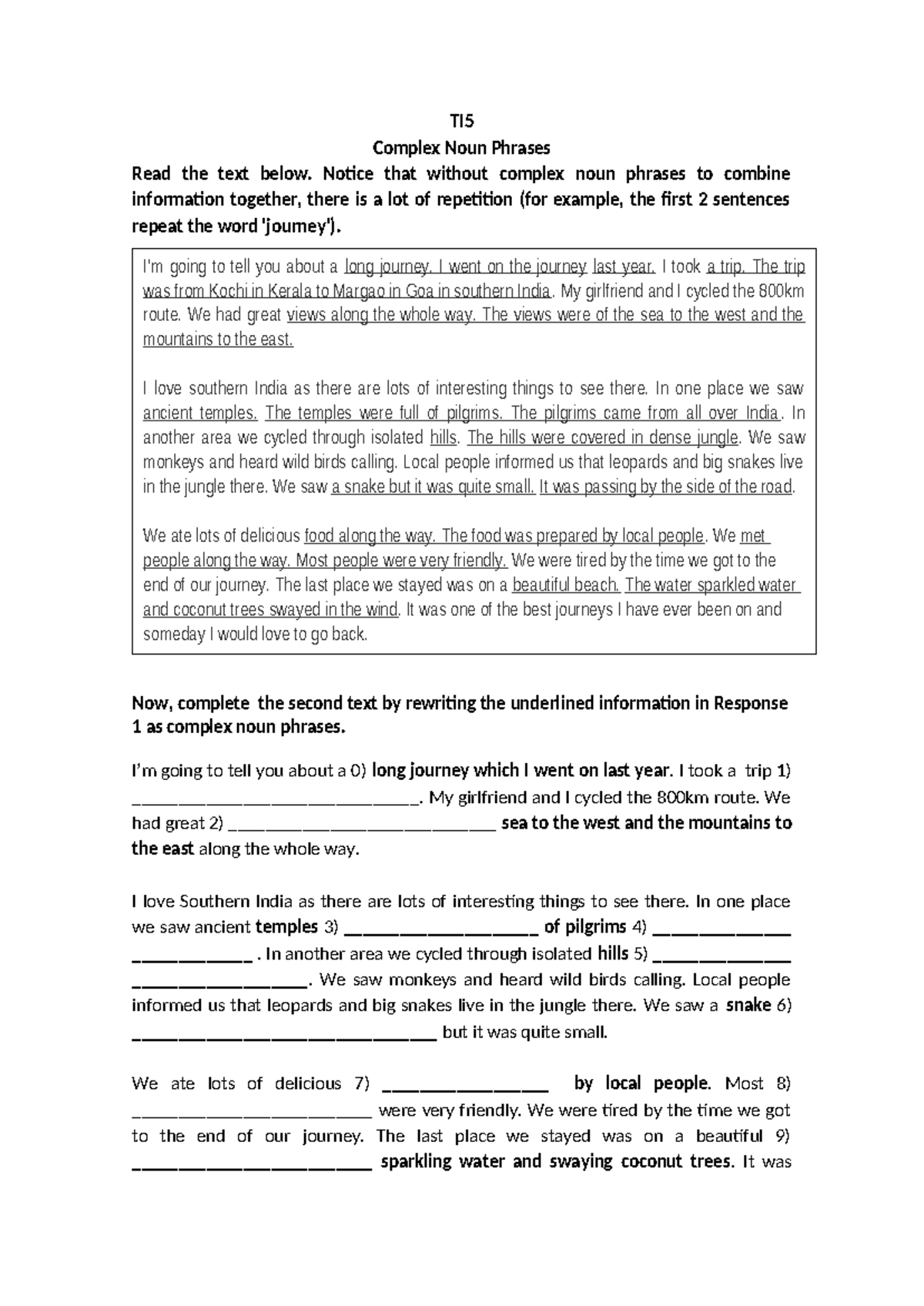 TI5 Unit6 Complex noun phrases 2 - TI Complex Noun Phrases Read the ...