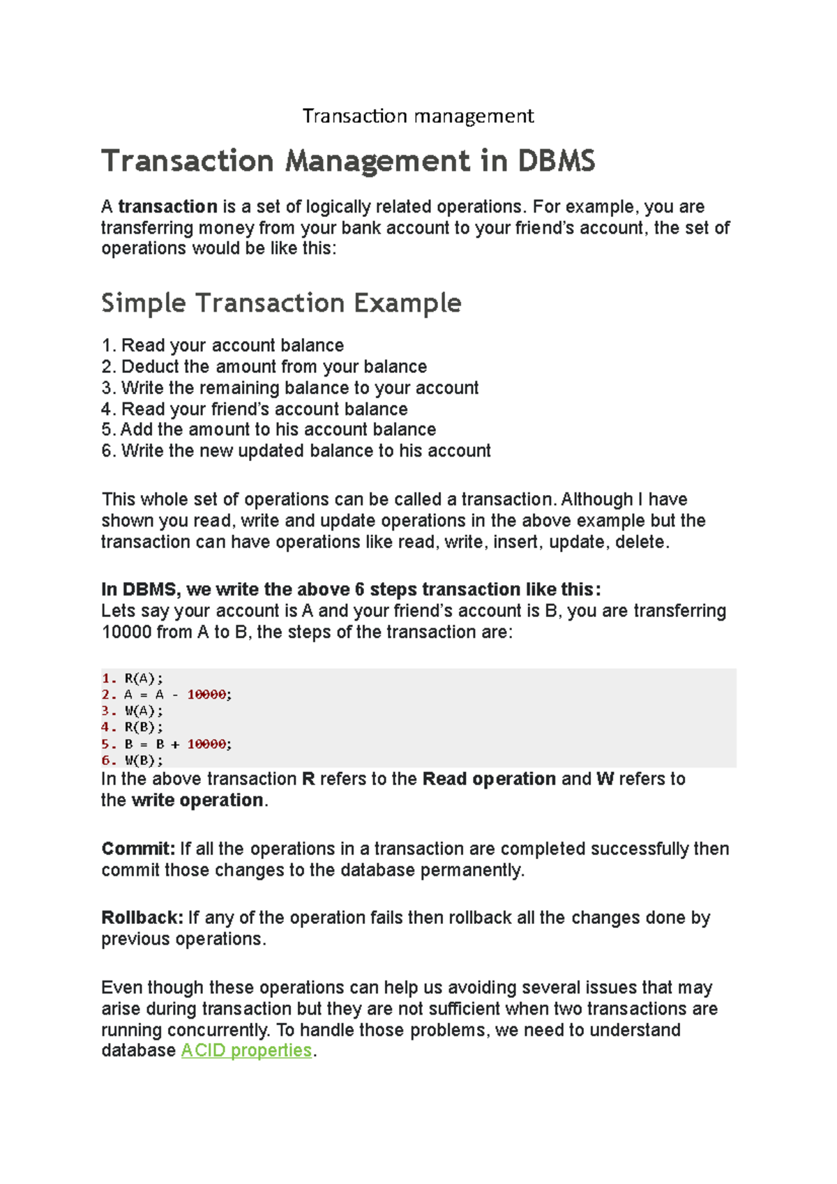 Transaction Management - Transaction Management Transaction Management ...