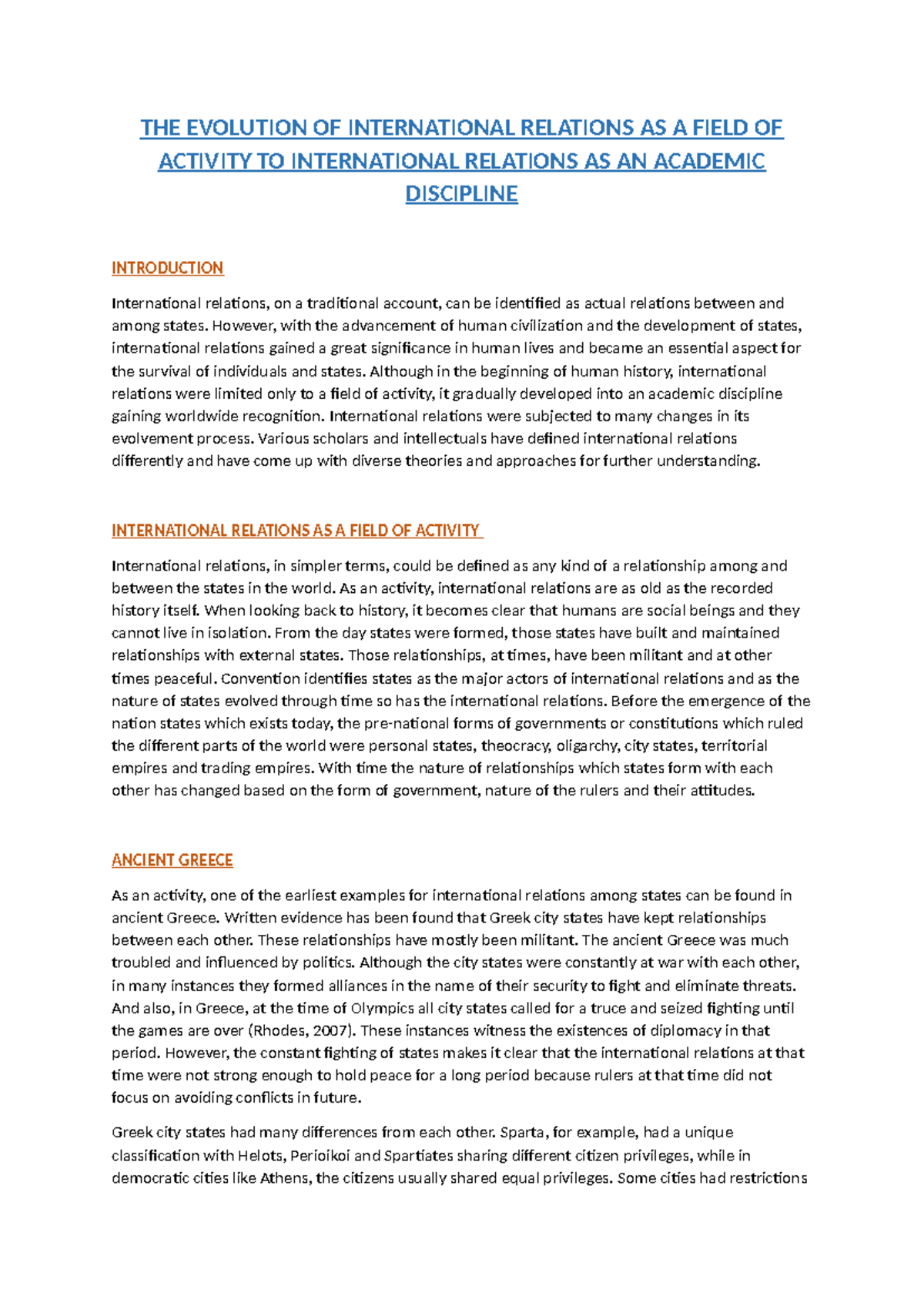 The Evolution Of International Relations - THE EVOLUTION OF ...