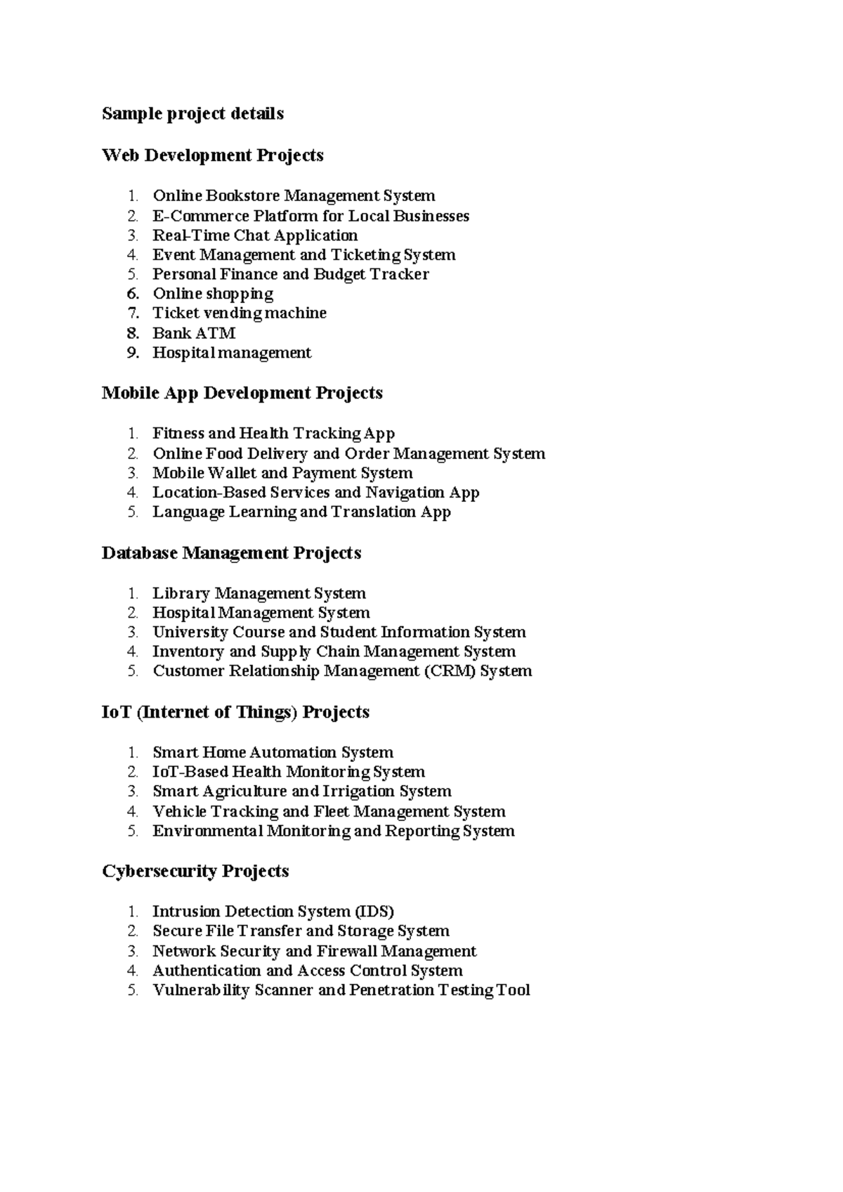 Assignment - questions - Sample project details Web Development ...