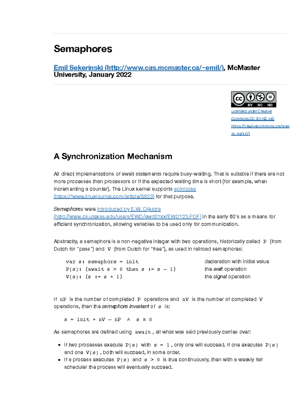 03 Semaphores - Licensed under Creative Commons CC BY-NC-ND ...