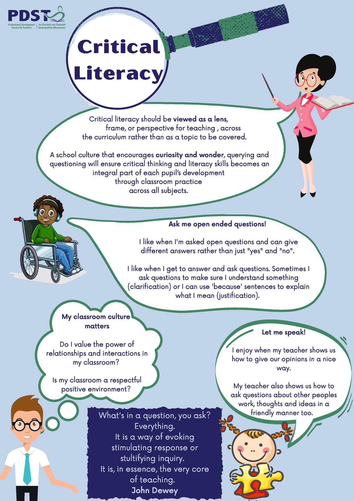 Critical Literacy - Ask me open ended questions! I like when I'm asked ...