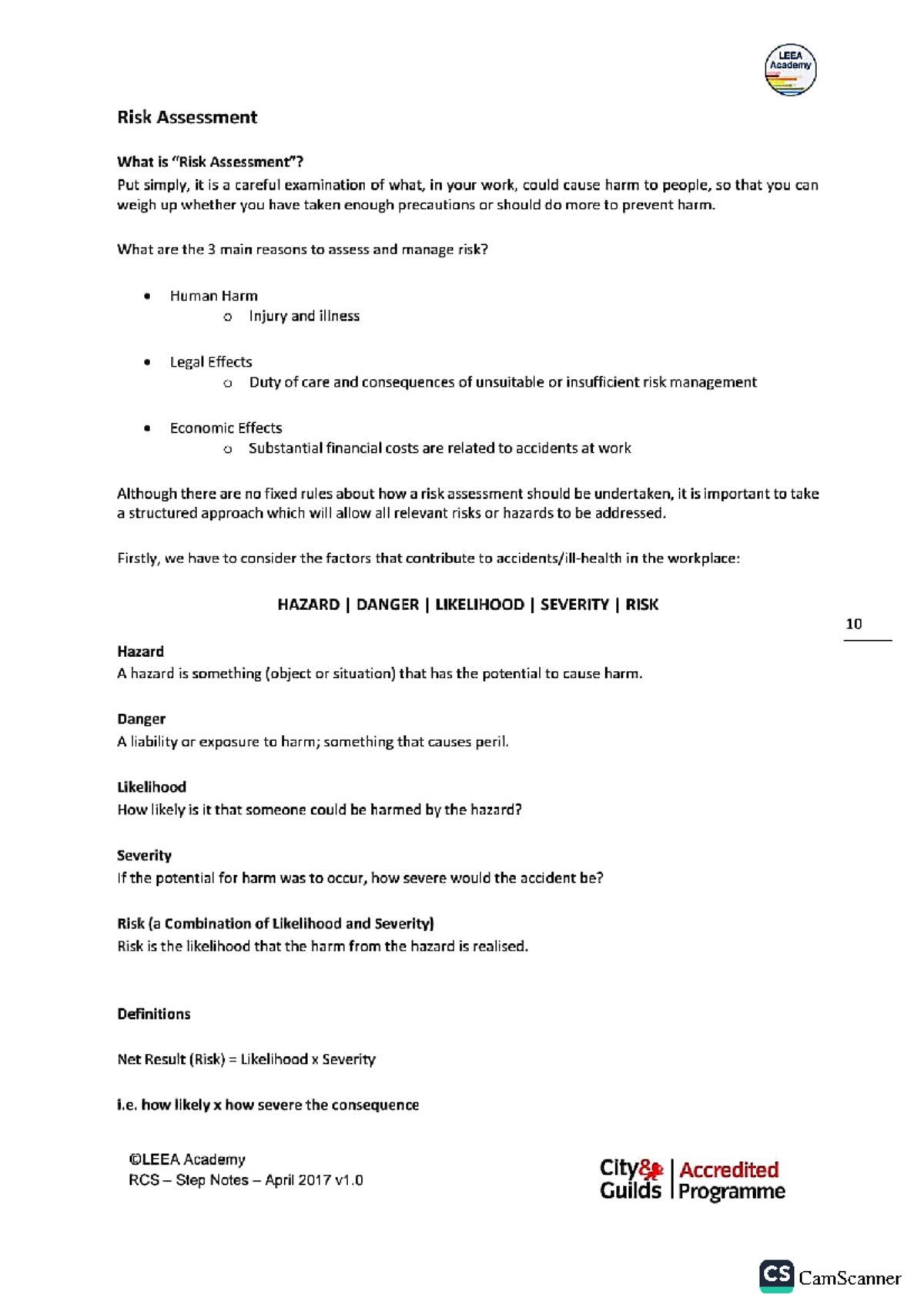 Part 2 - Risk Assessment Control Measures The European Machinery ...