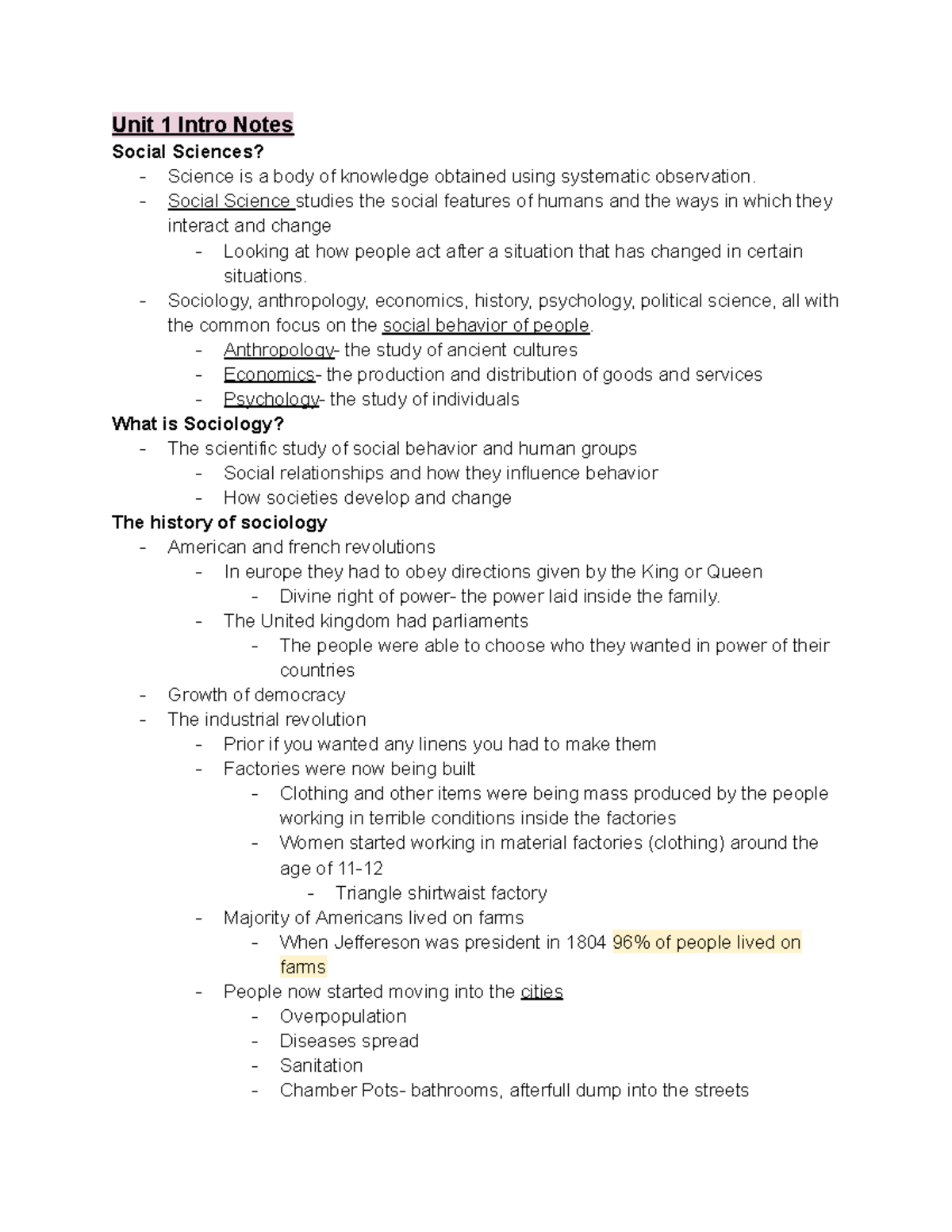 Soc Unit 1 Intro - Unit 1 Lecture Notes. - Unit 1 Intro Notes Social ...