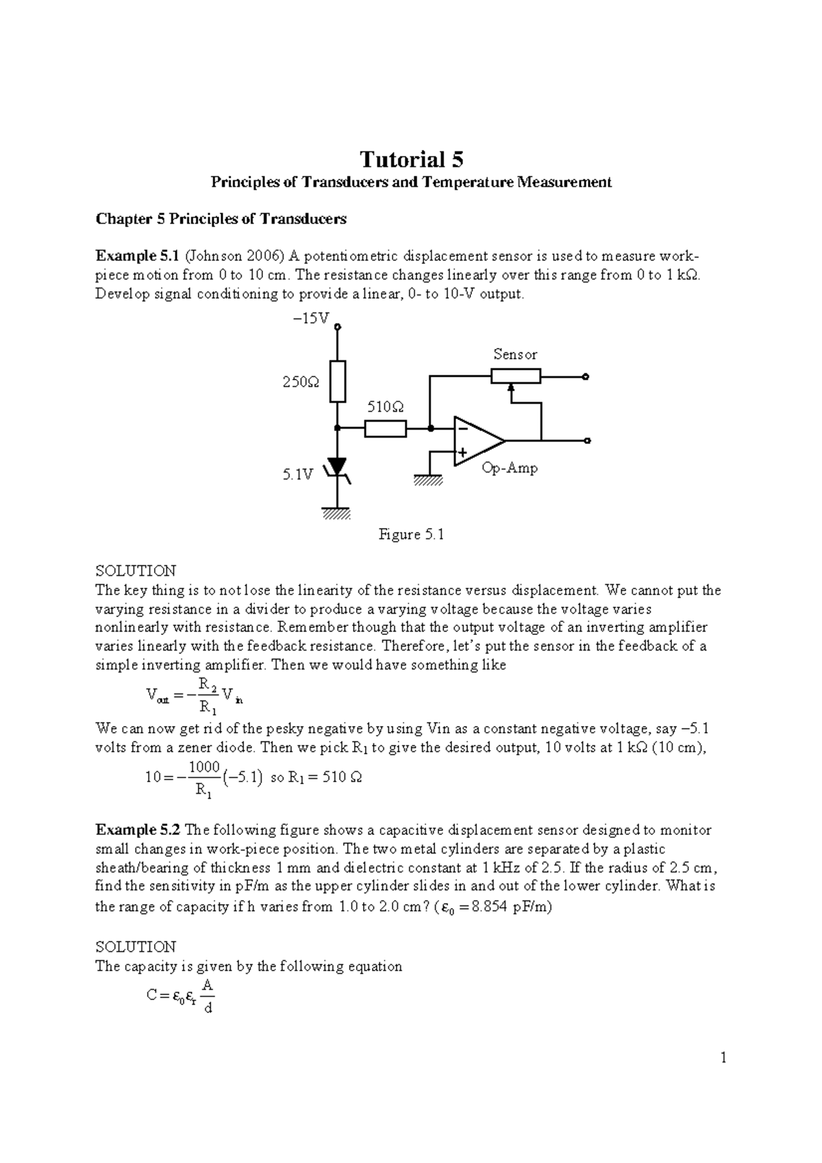 Tutorial 05 - lecture notes - Tutorial 5 Principles of Transducers and ...