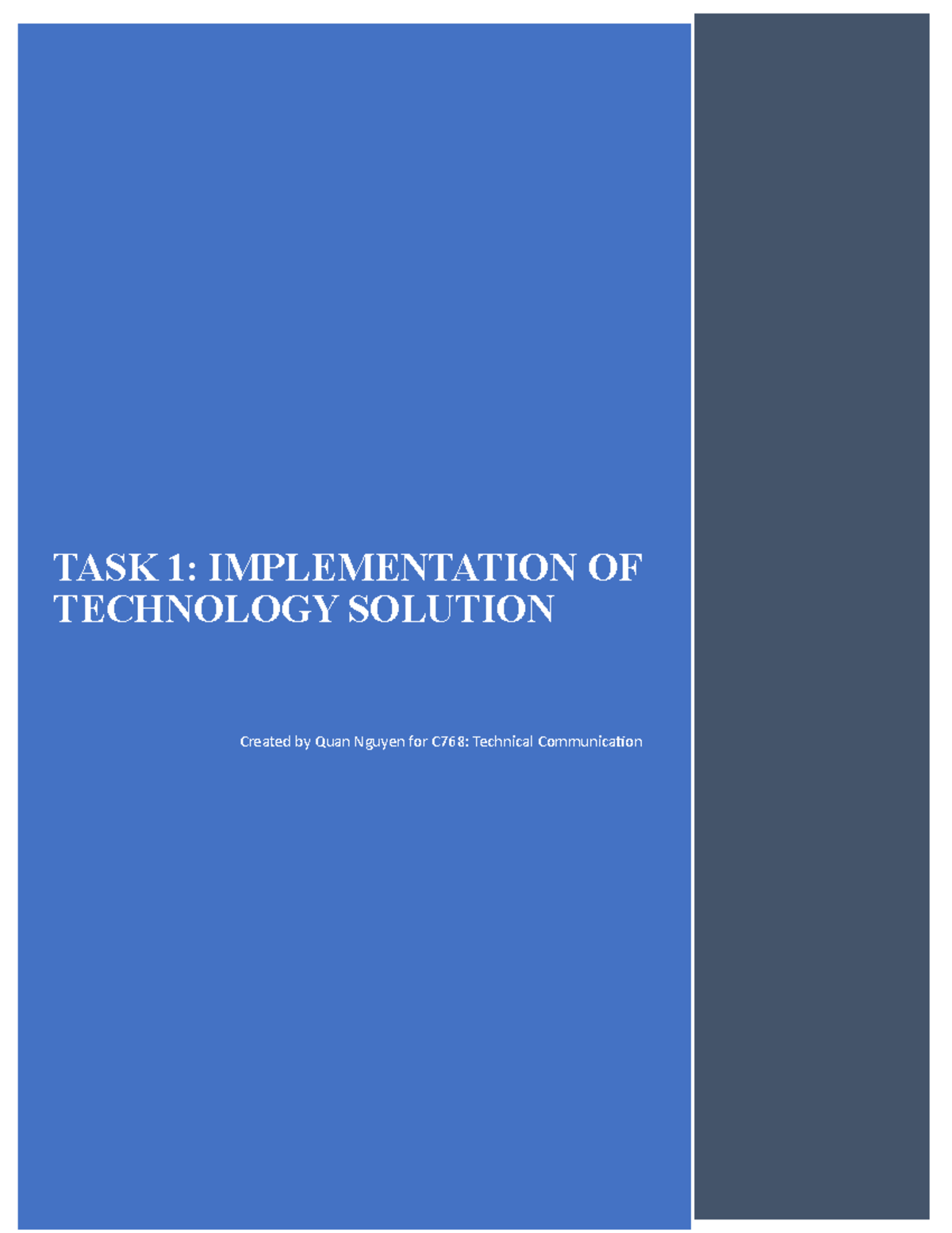 Implementation of Technology Solution - Studocu