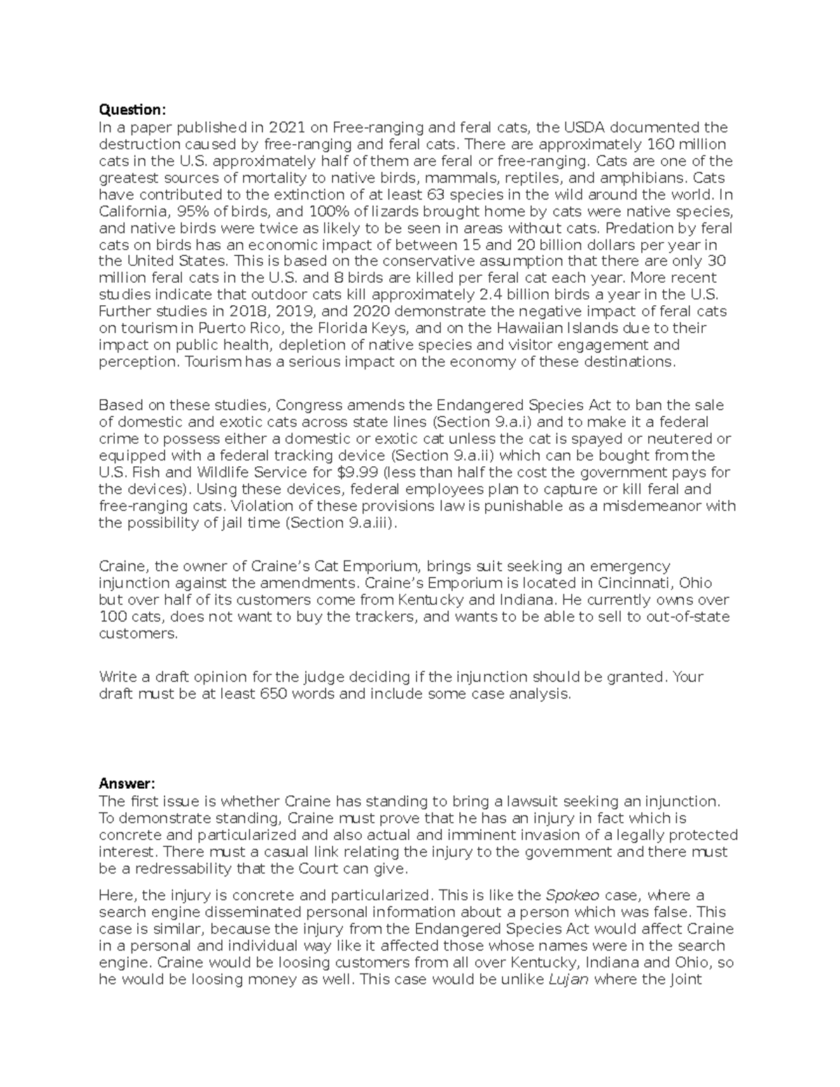 Midterm - Question: In a paper published in 2021 on Free-ranging and ...