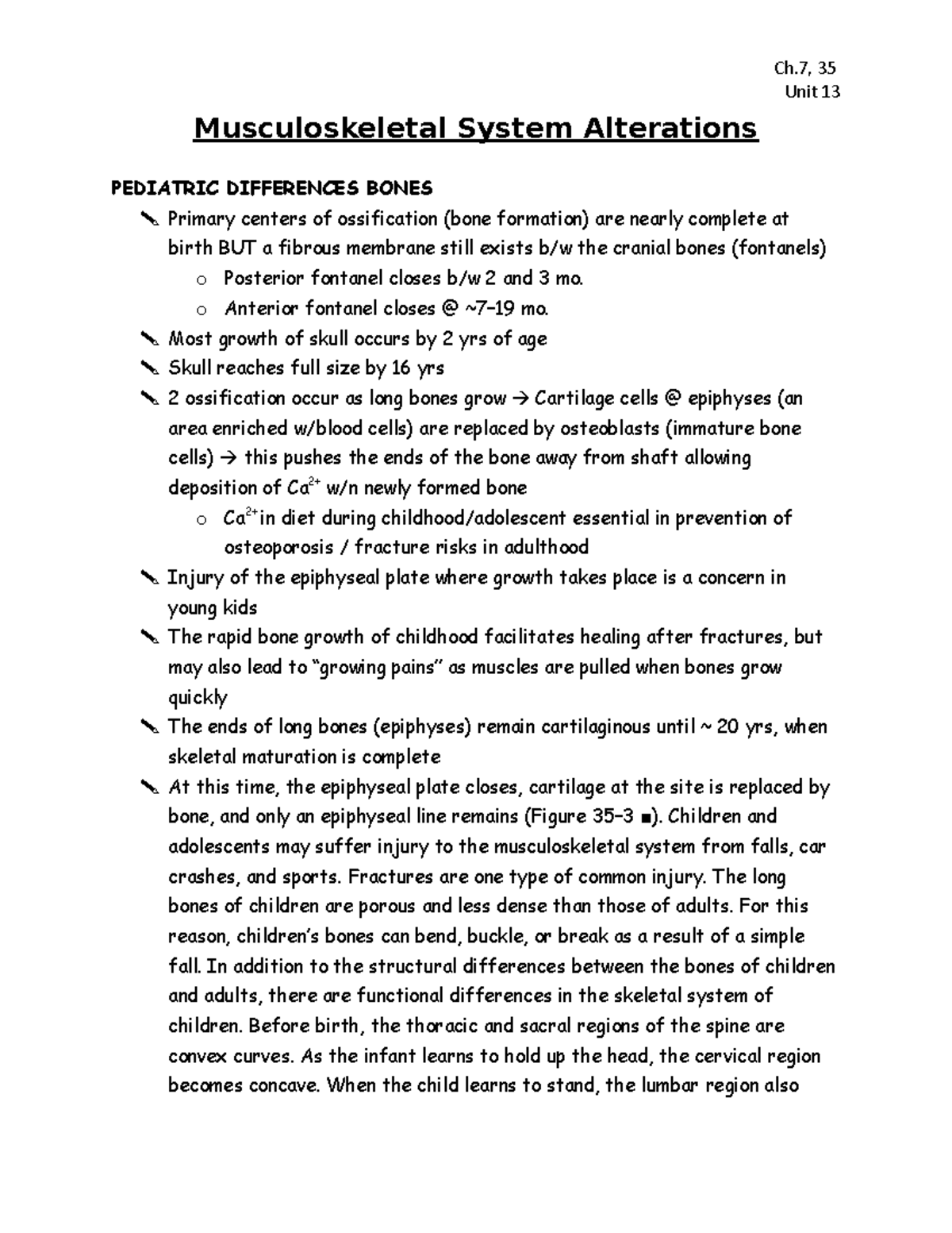 MSK Disorders copy - Chapter notes - Ch, 35 Unit 13 Musculoskeletal ...