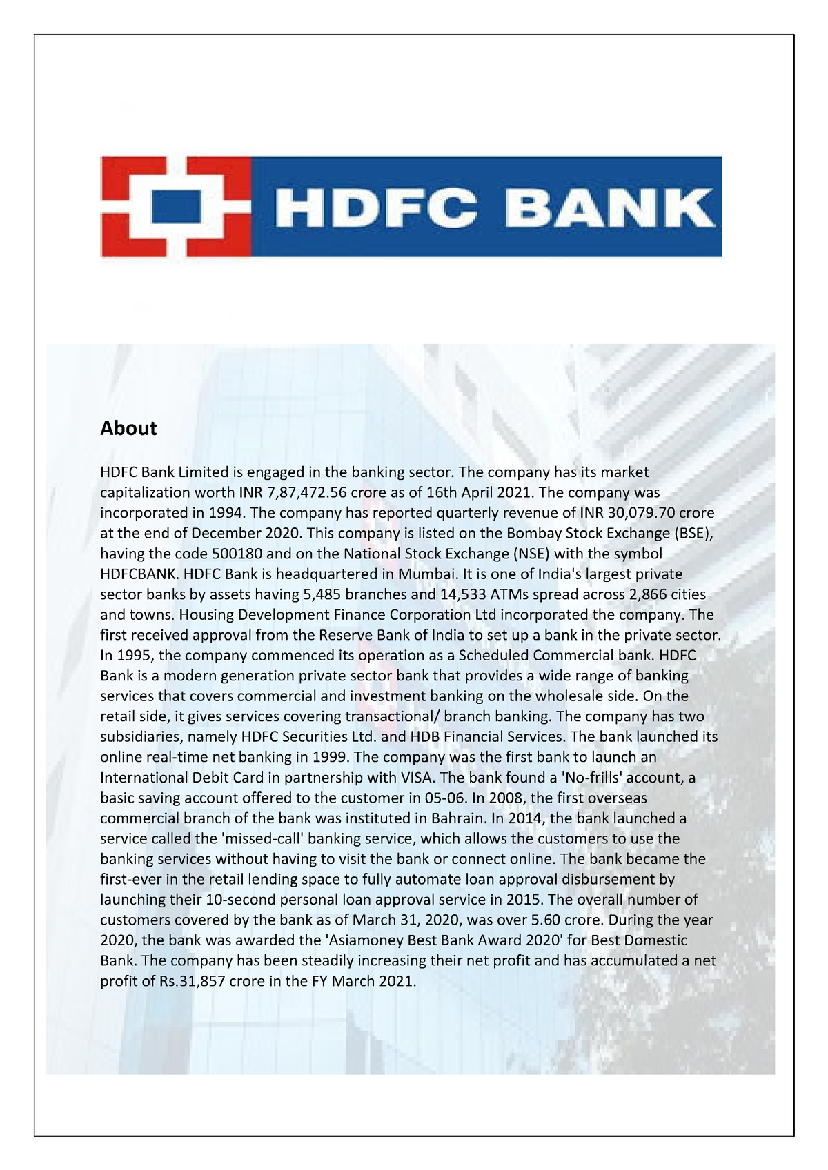 equity research report on hdfc bank