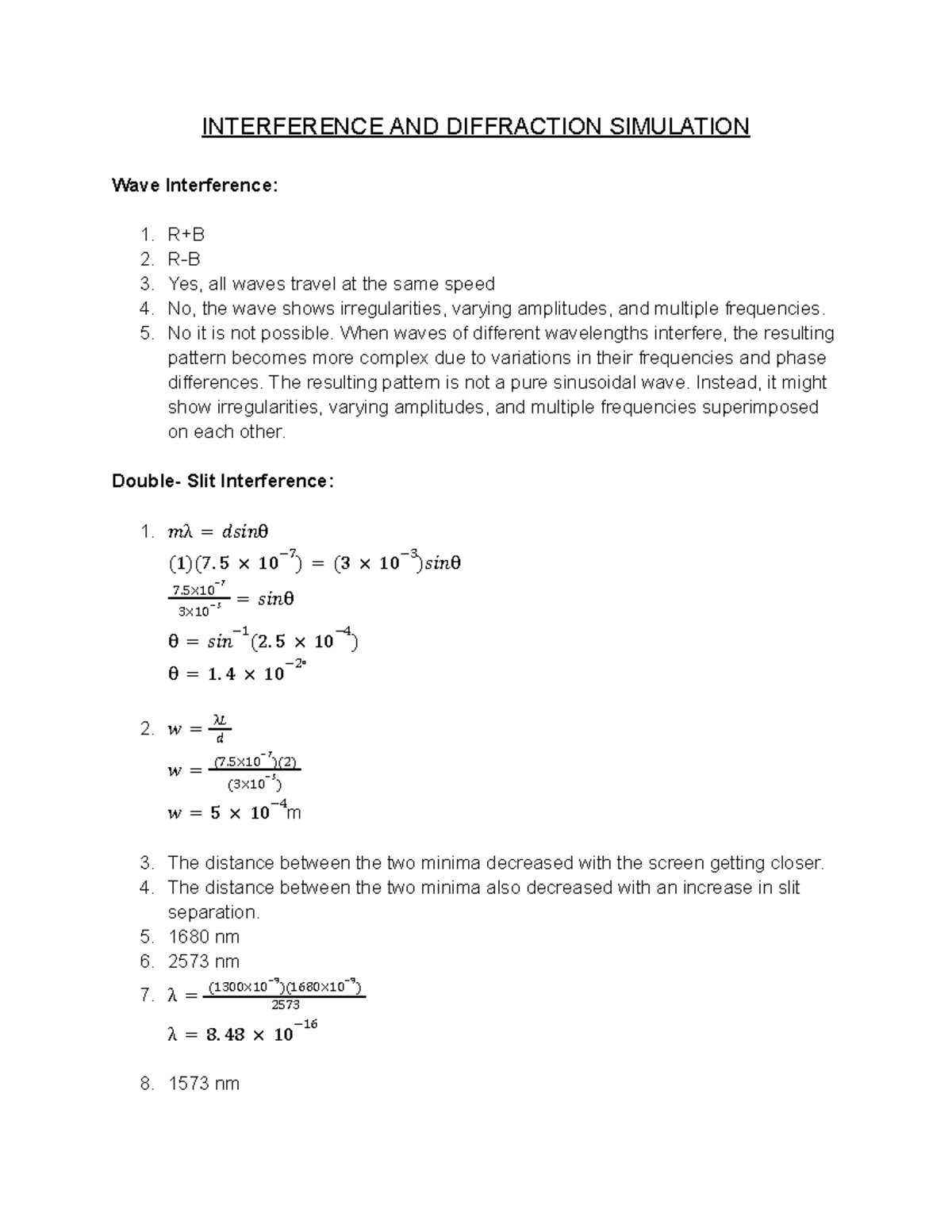 Physics Simulation - INTERFERENCE AND DIFFRACTION SIMULATION Wave ...