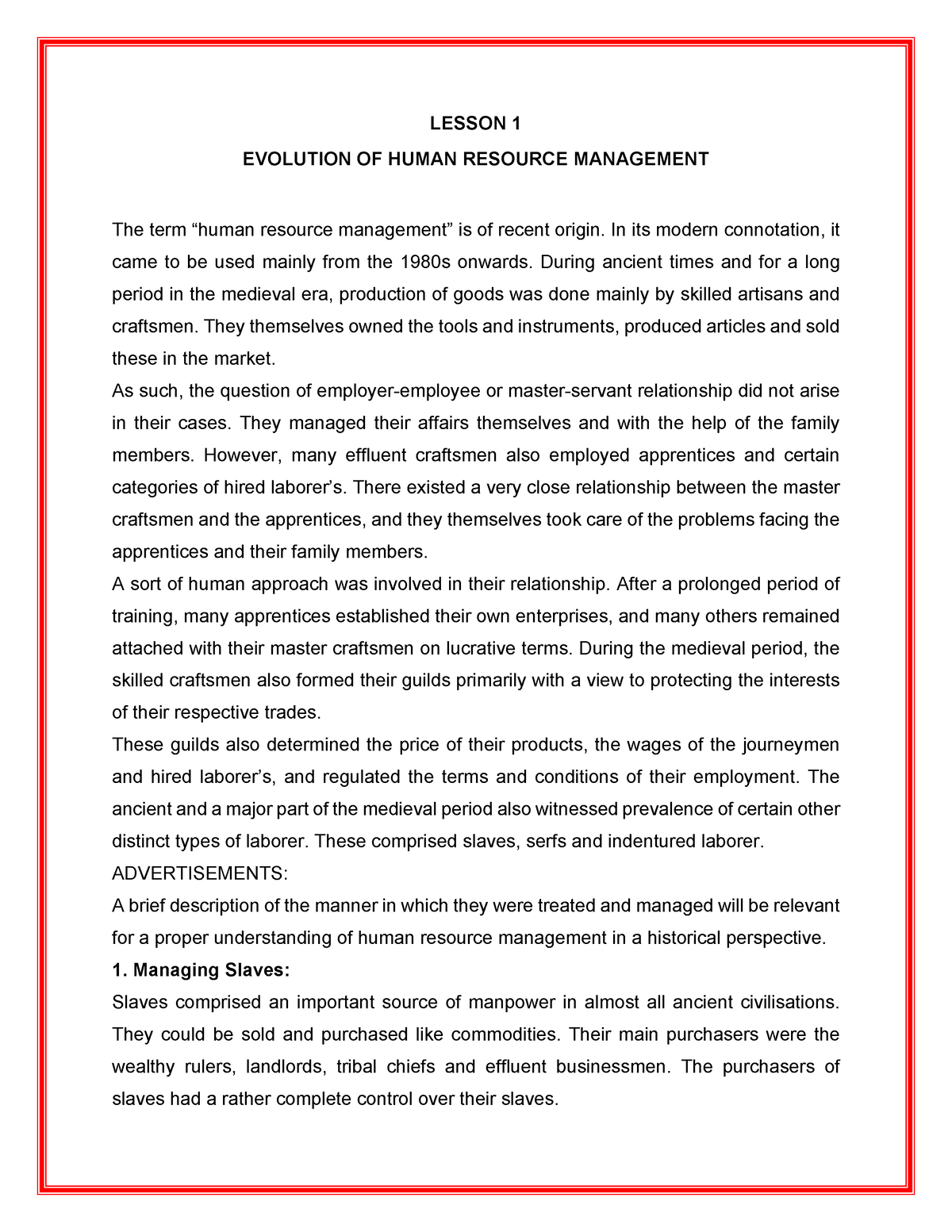evolution of human resource management essay pdf