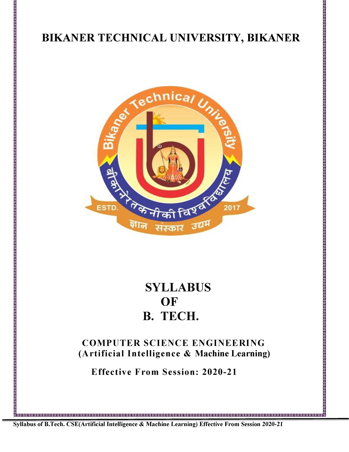 CSE-AIML-Syllabus 3 - Syllabus - Syllabus Of B. CSE(Artificial ...