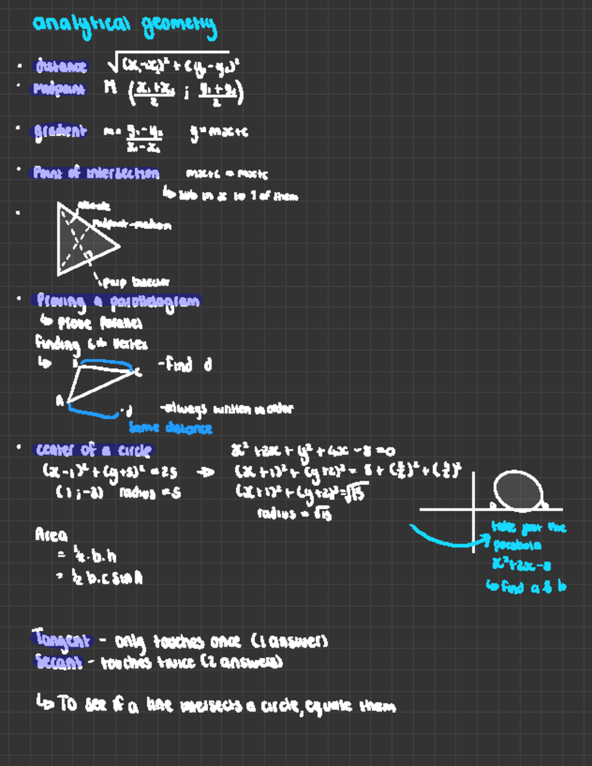 Math And Physics - analytical geometry distance (x 12 - xc) + (y, - yz ...