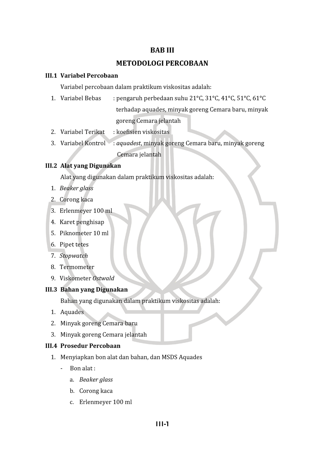 Laporan Praktikum Bab 3 Viskositas - III- 1 BAB III METODOLOGI ...