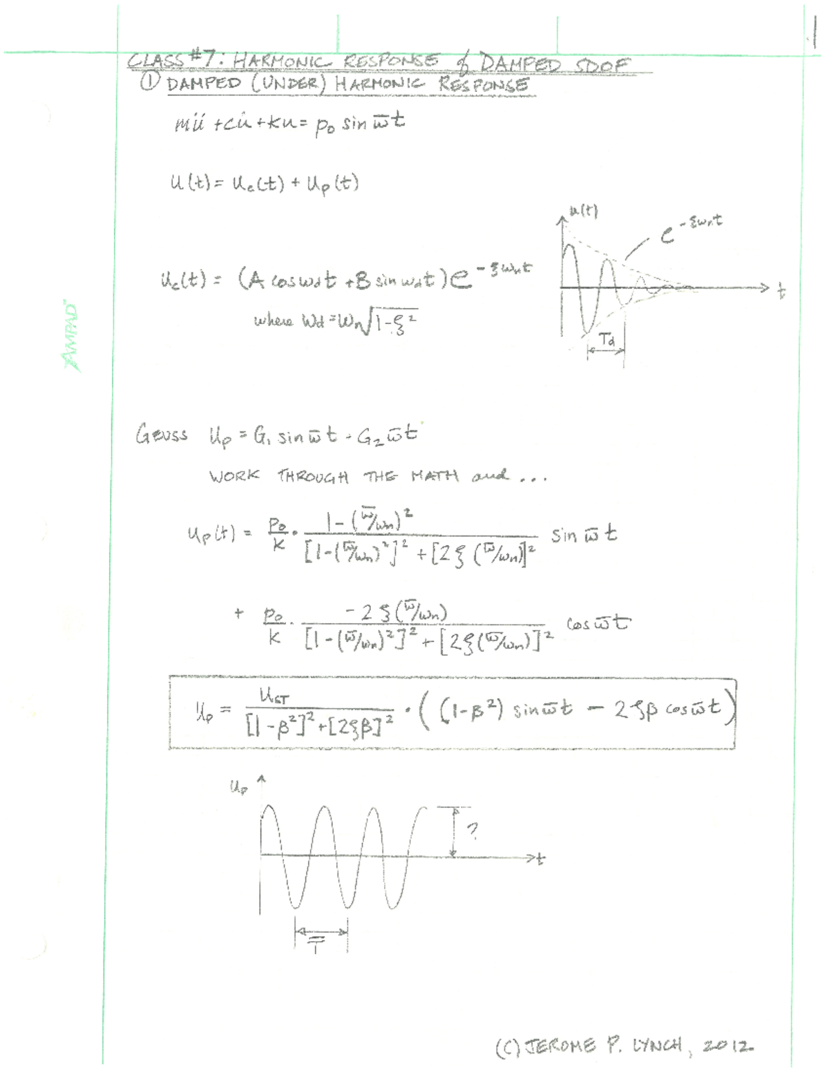 Class 7 CEE511 Structural Dynamics 2013 2014 - WWW W How, We . P‘u'av A ...