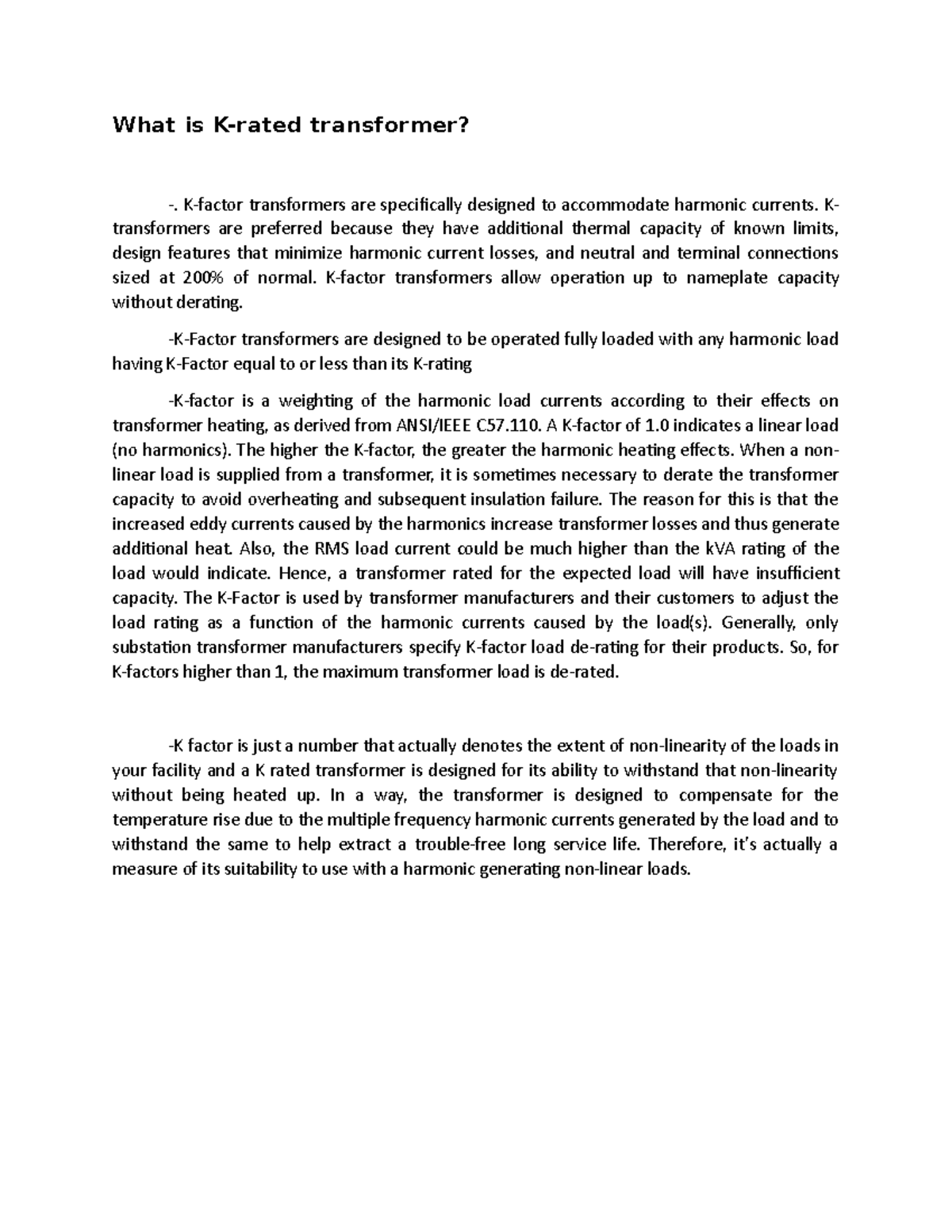 KRated Transformer What is Krated transformer? . Kfactor