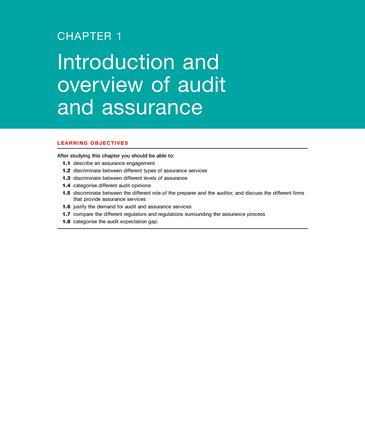 Chapter 01 Introduction And Overview Of Audit And Assurance - LEARNING ...