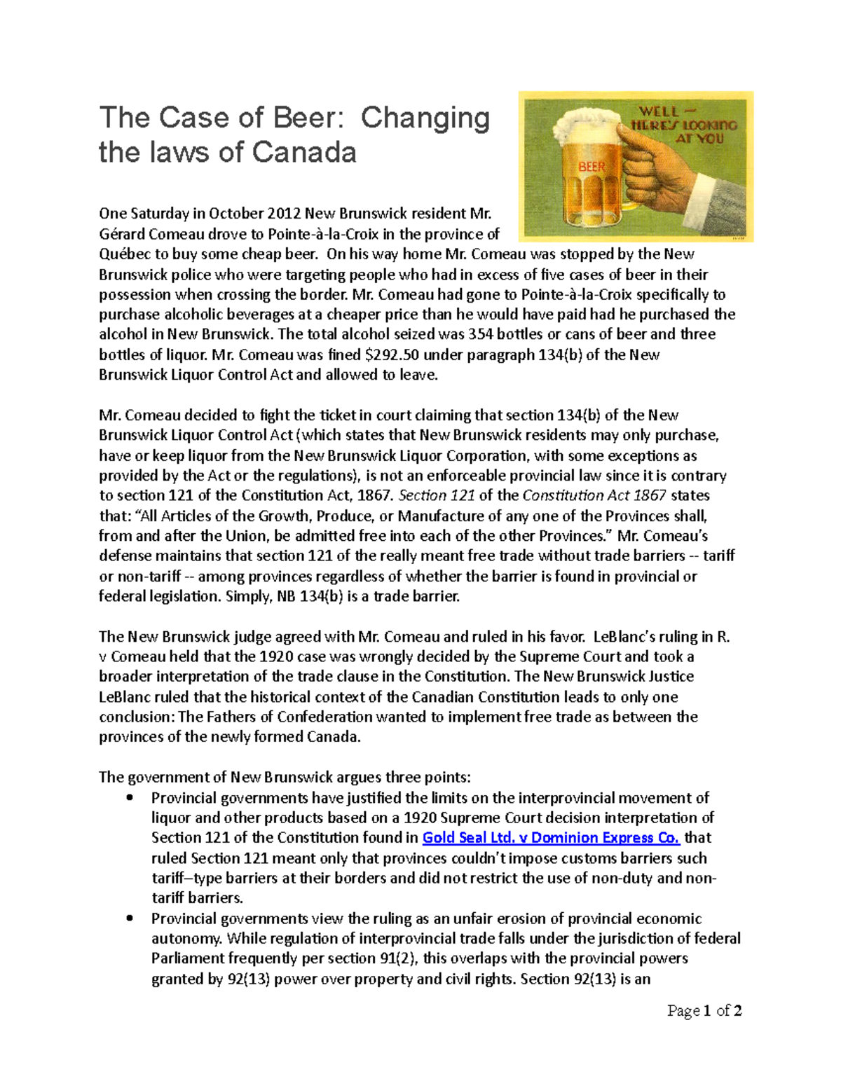 New Brunswick Beer Problem - The Case of Beer: Changing the laws of ...