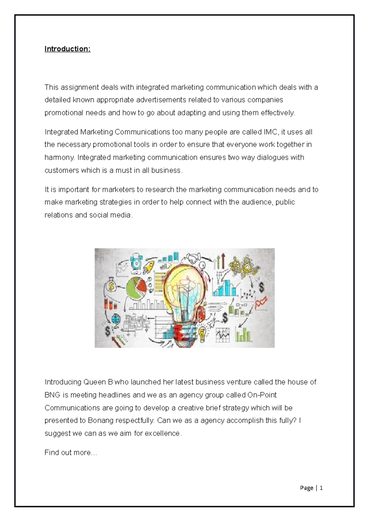 Imc group assignment - Introduction: This assignment deals with ...
