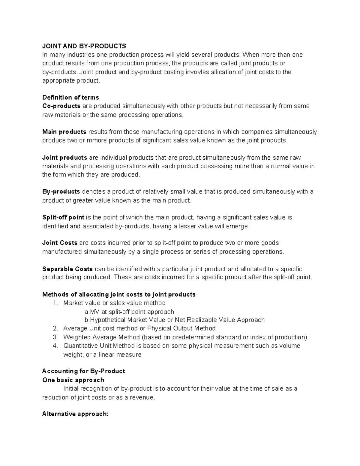 Joint and By product - Accounting - JOINT AND BY-PRODUCTS In many ...