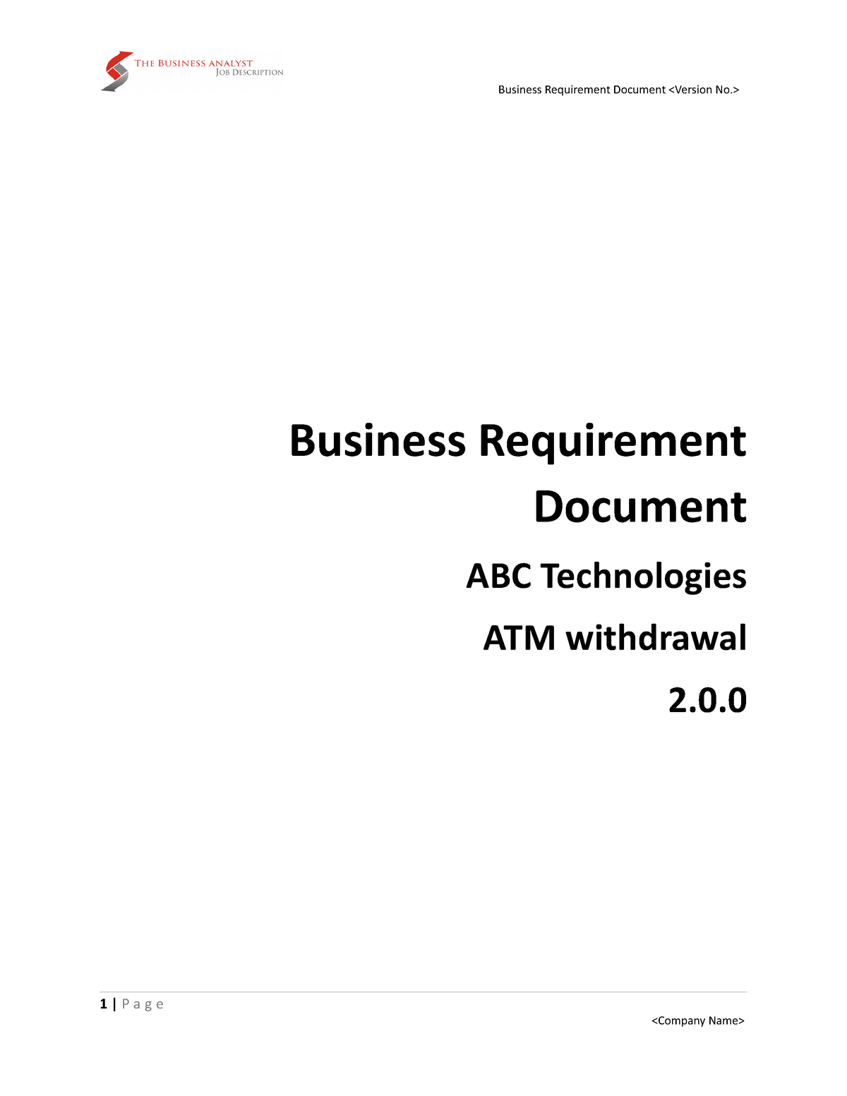 Business Requirement Document Brd Business Requirement Document Abc Technologies Atm 8044