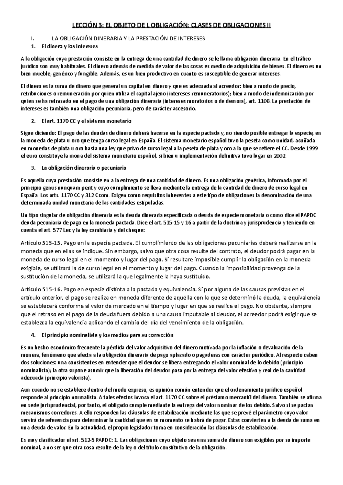 Lección 3 derecho civil obligaciones y contratos - LECCIÓN 3: EL OBJETO ...