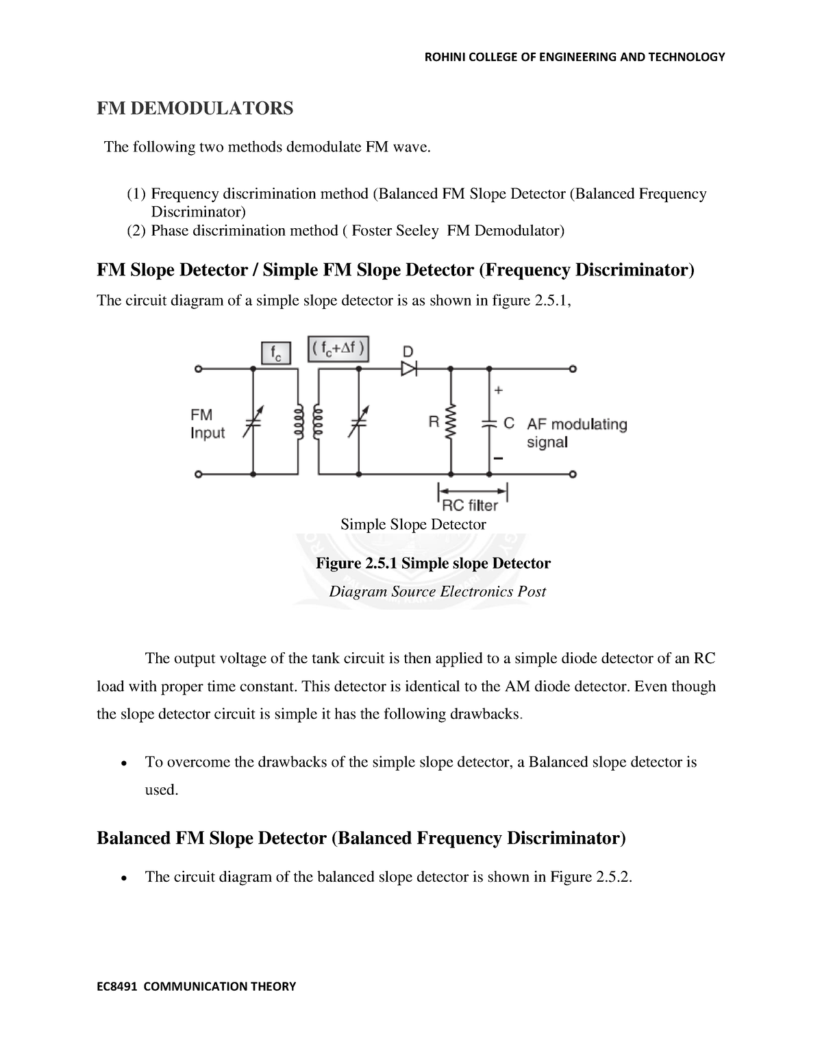 Balanced Slope Detector - Bachelor Of Electrical Electronics ...